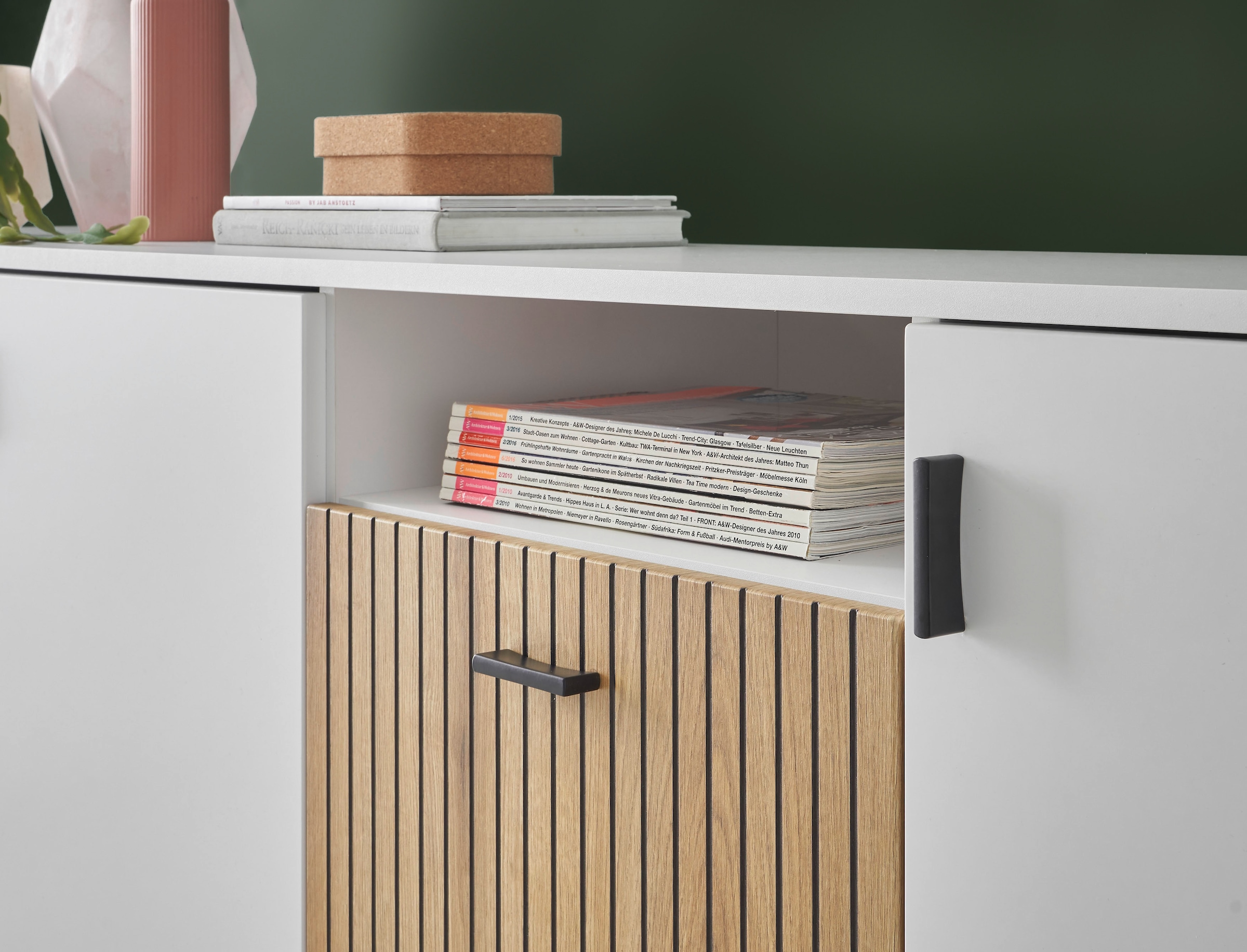 Home affaire Sideboard »Hudson« in moderner Trendfarbe, Griffe aus Metall (Schwarz), Breite 200 cm