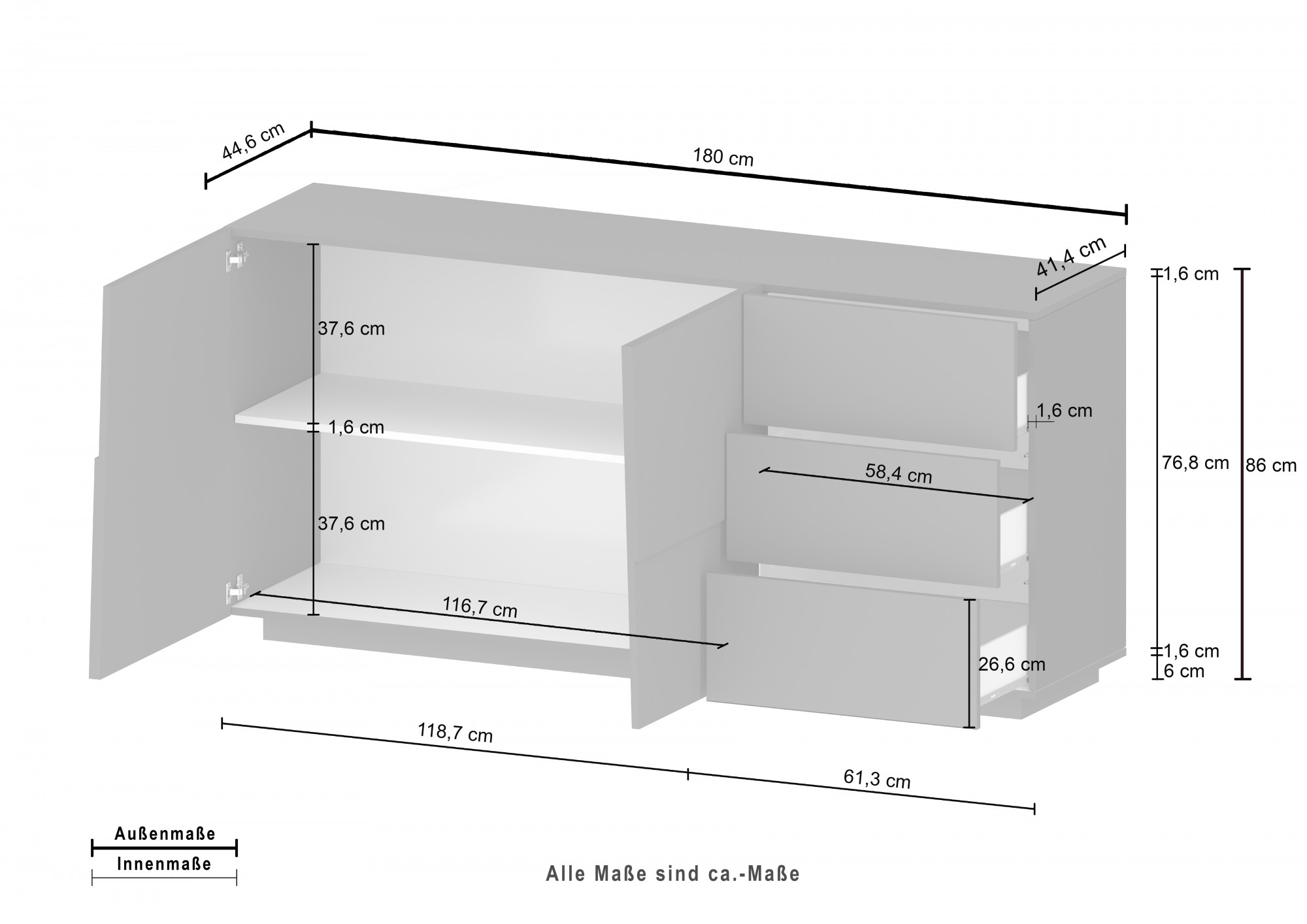 Home affaire Sideboard »Pongo« 1 Stk. tlg.