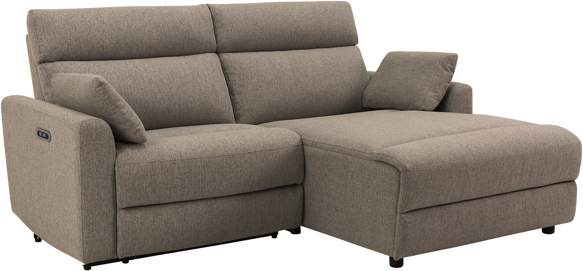 INOSIGN Ecksofa »JENNA, L-Form, 209cm, manuelle u. elektrische Funktion, mit USB A/C,«, Liegefunktion 105°-150°, Federkern, Struktur fein