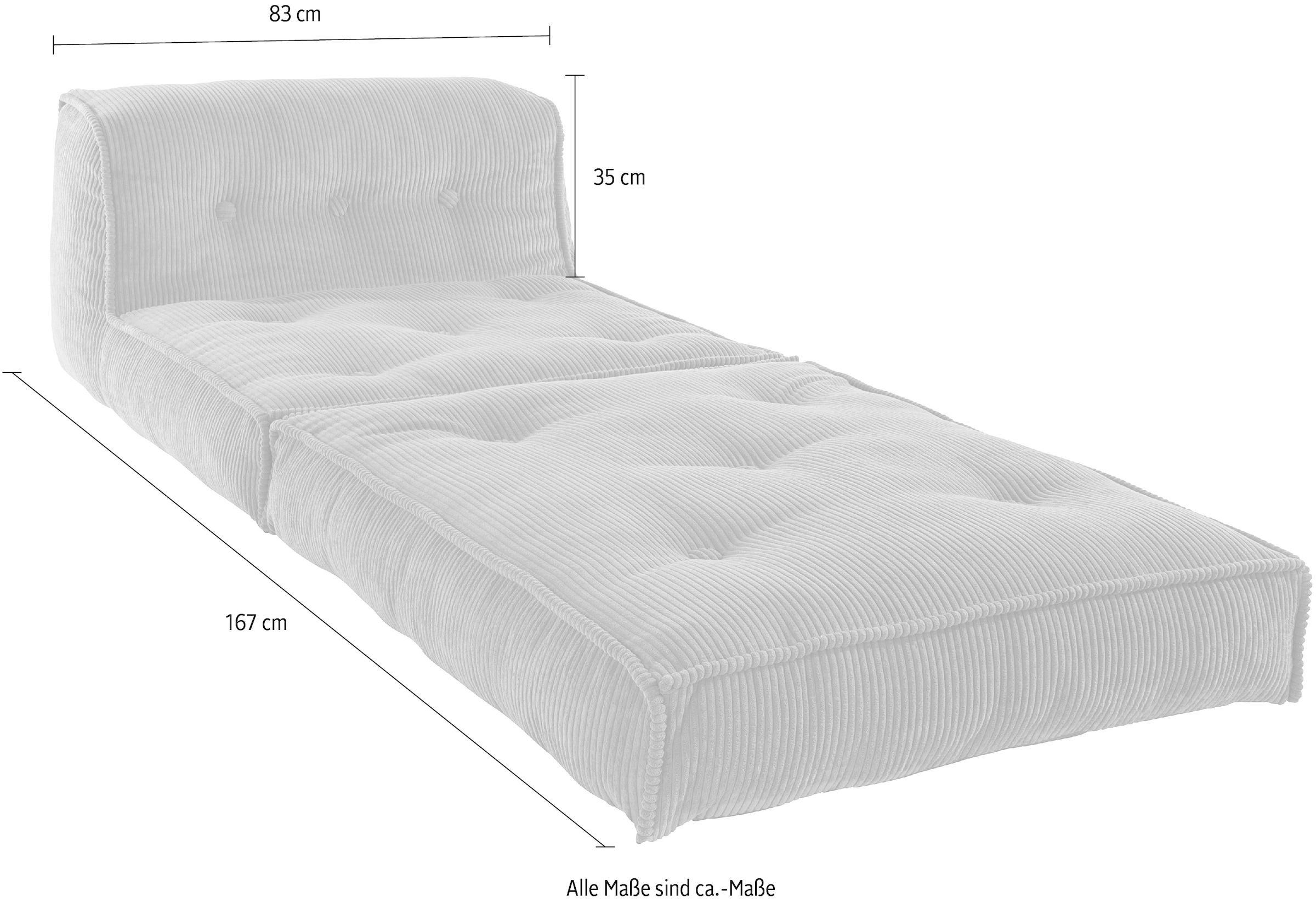 INOSIGN Sessel »Pia« Loungesessel aus Cord, in 2 Größen, Pouf-Funktion.