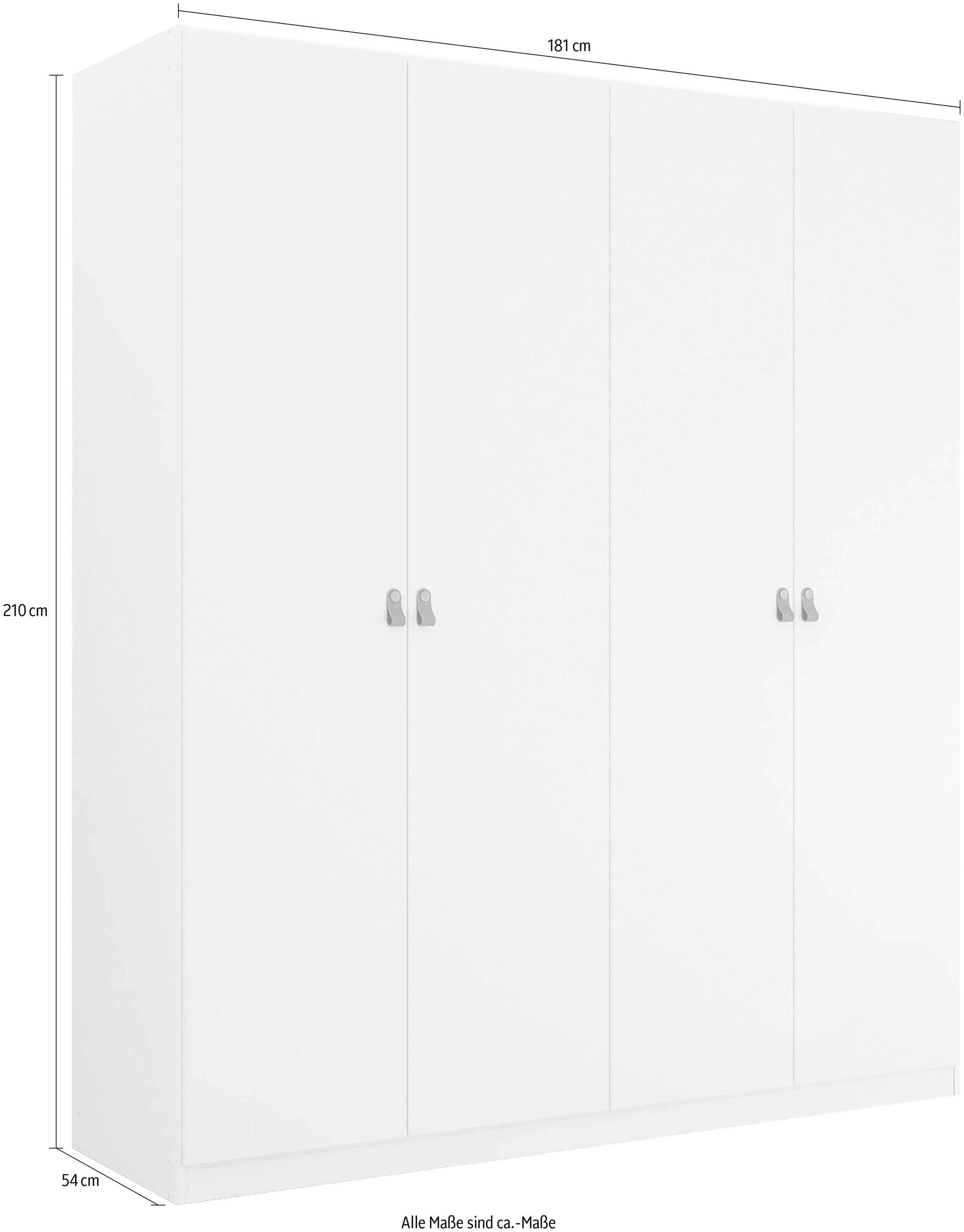 rauch Drehtürenschrank »Homey by Quadra Spin« mit cognacbraunen Ledergrifflaschen, Schubladen in Eichen-Dekor