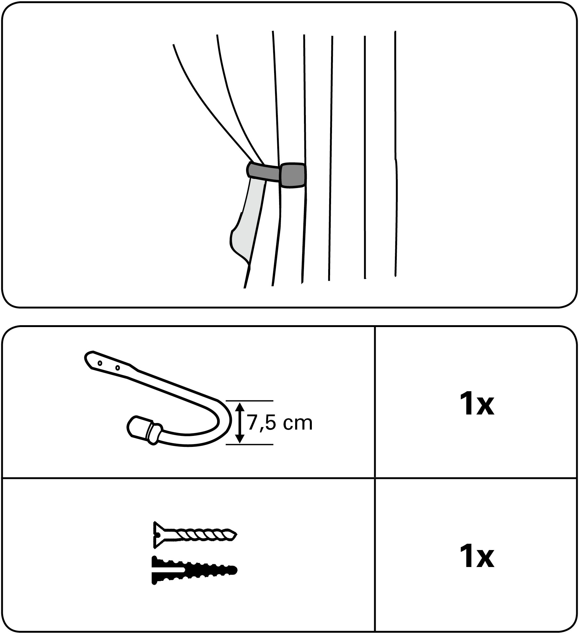 GARDINIA Raffhaken »Raffbügel kombinierbar«, (1 St.), zum Einhängen von Stoffe