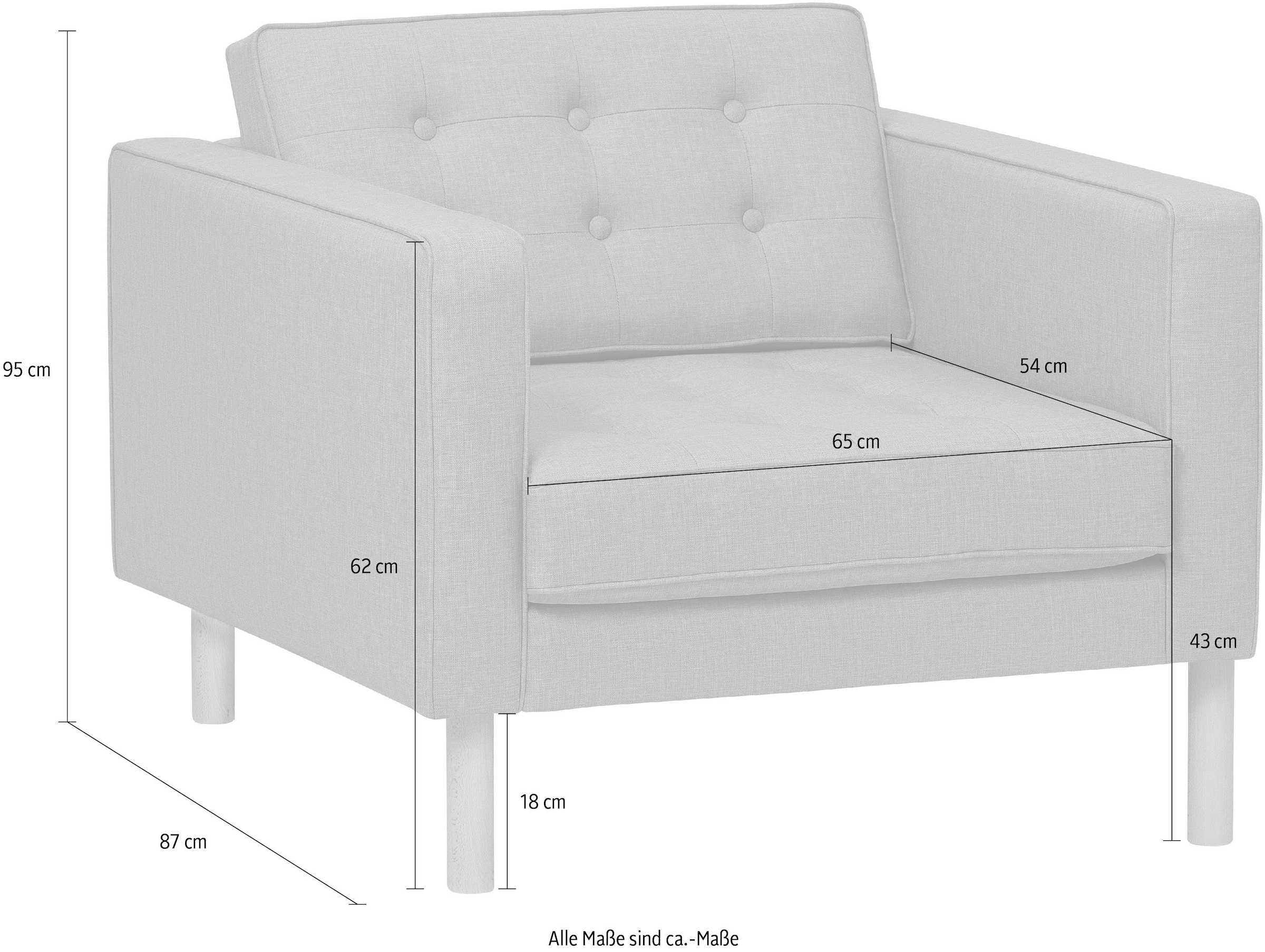 GEPADE Loungesessel »Clubsessel und Designsessel mit aufwendiger Rücken- und Sitzoptik,«, mit buchefarbenen Holzfüße