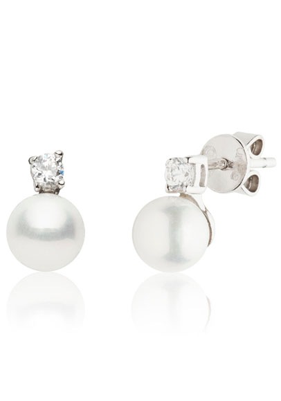 UNIKE JEWELLERY Paar Ohrstecker »CLASSY PEARLS, UK.BR.1204.0013«, mit Zirkonia (synth.) - mit Perle (synth.)