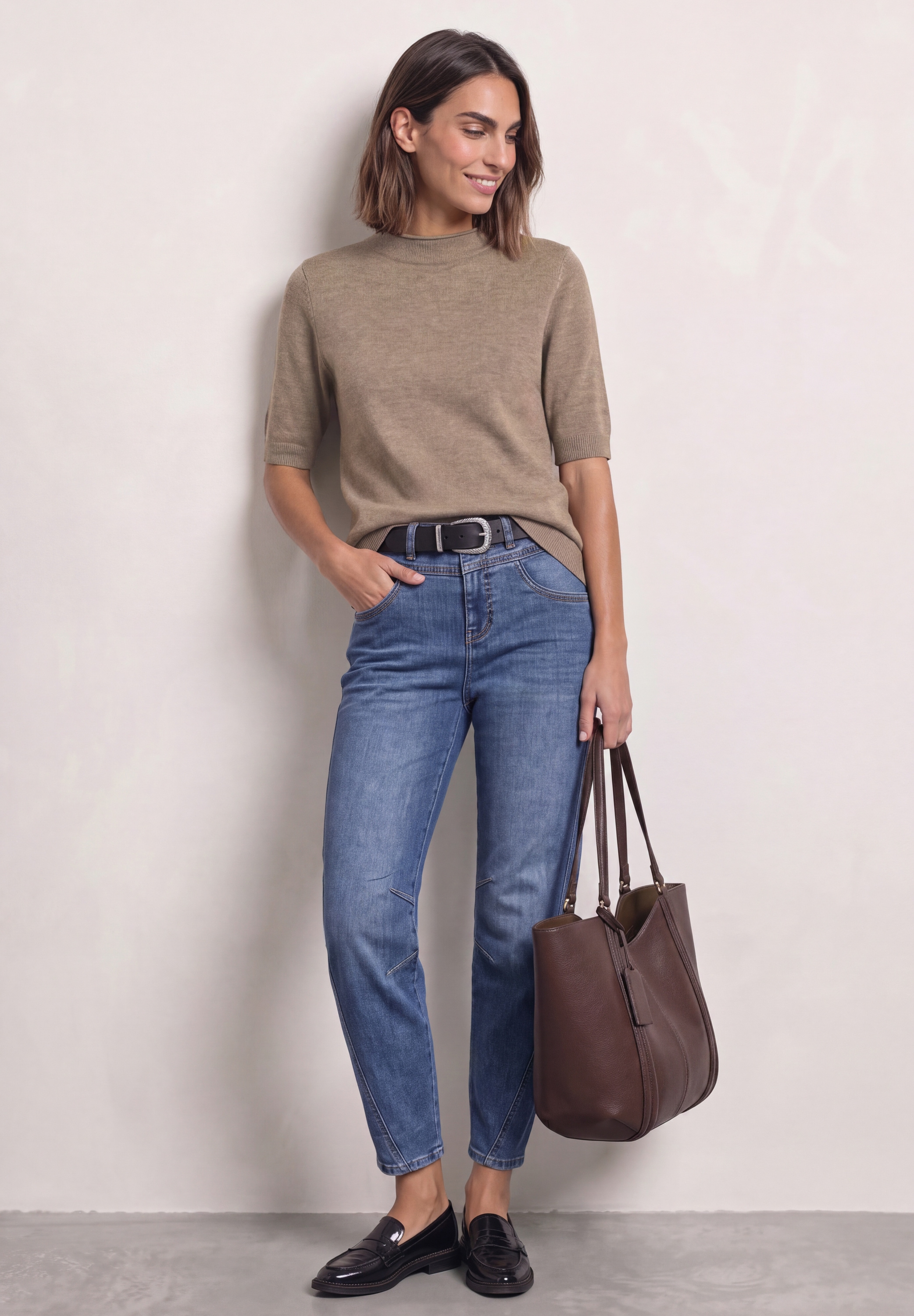 STREET ONE Strickpullover Halbarm Pullover mit Turtle Neck