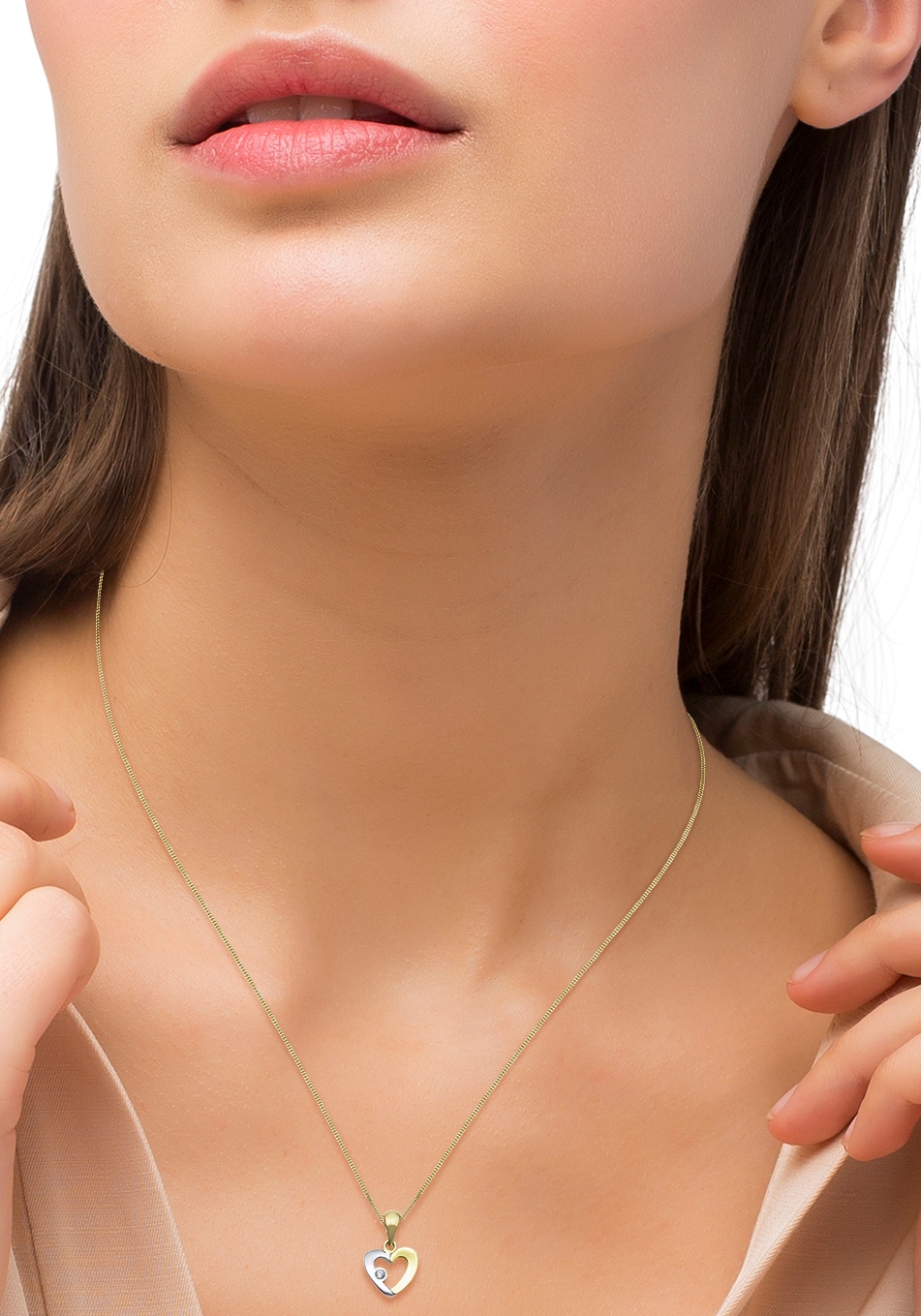 Amor Kette mit Anhänger »Herz« mit Zirkonia (synth.)
