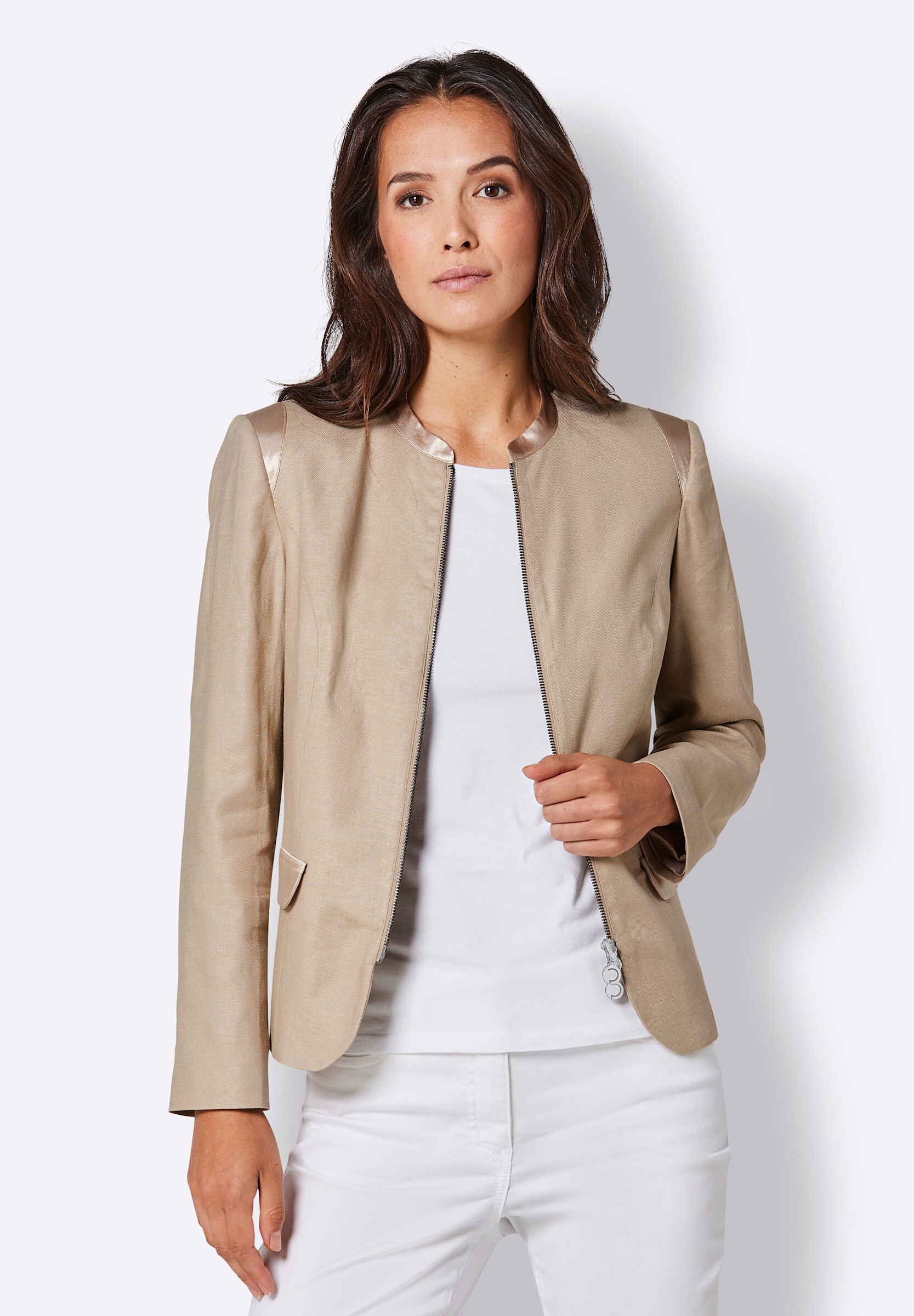 creation L Blusenblazer »Leinen-Viskose-Blazer Leinenblazer mit Viskose-Futter«
