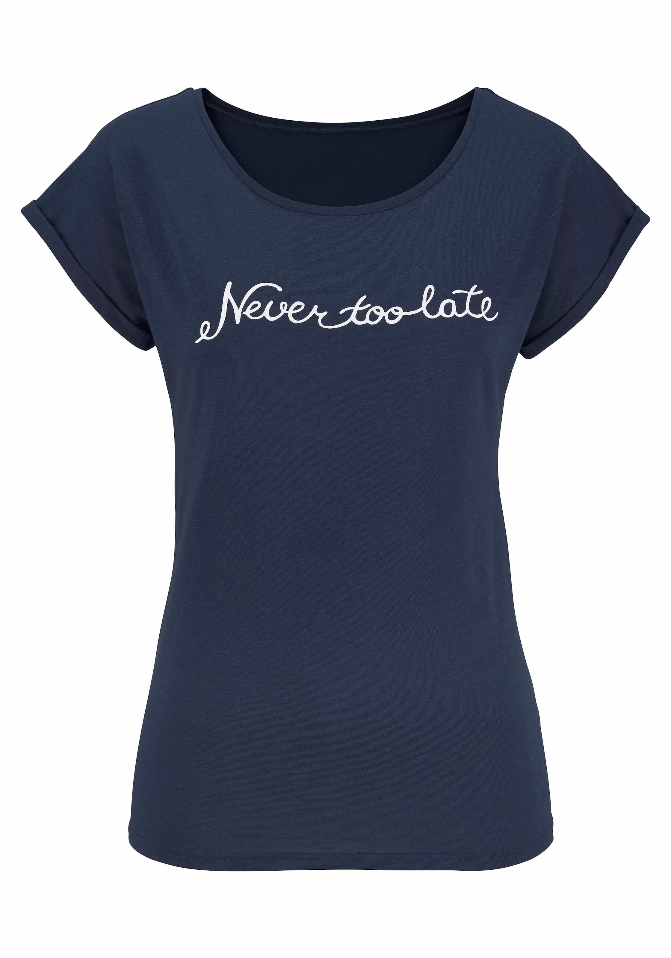 Beachtime T-Shirt »mit Frontdruck "Never too late"«, aus weicher Baumwoll-Qualität