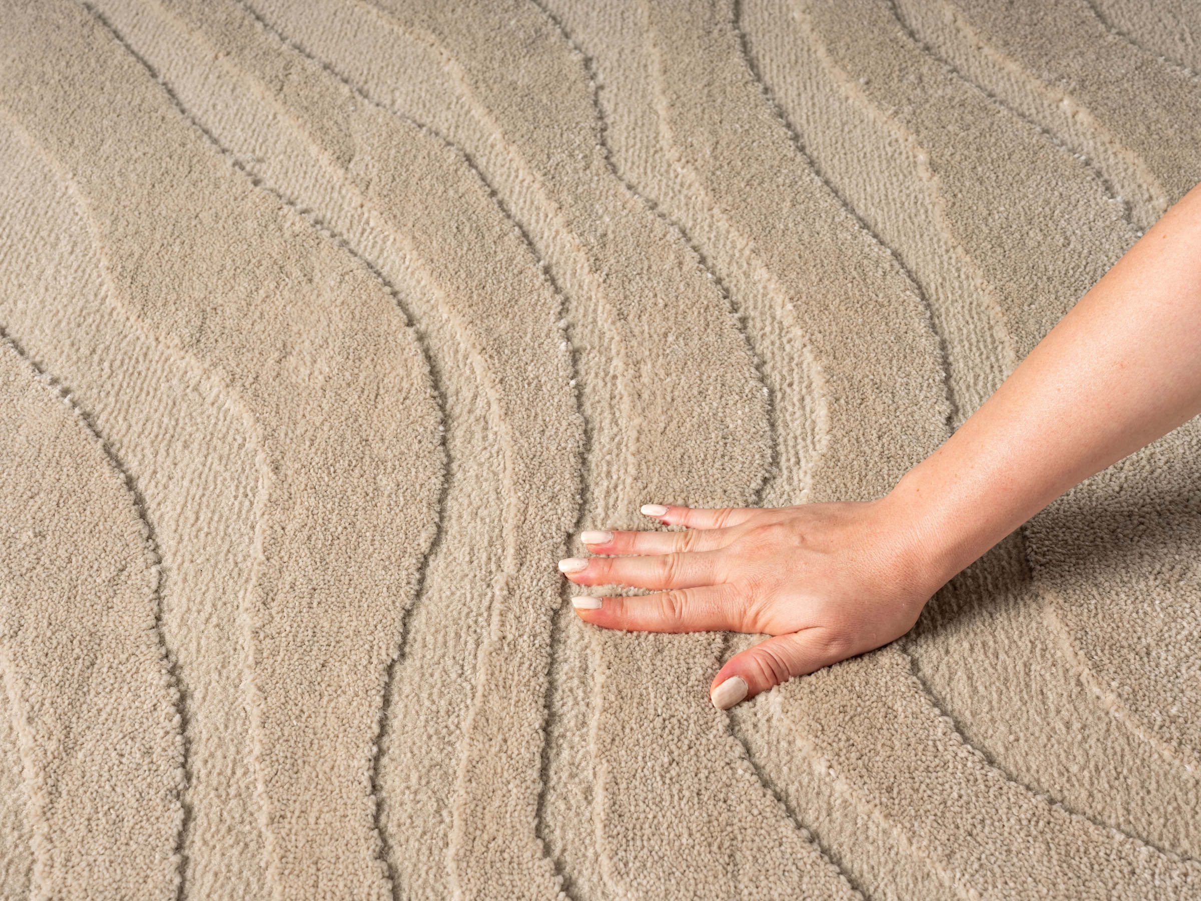 OTTO home Teppich »Benia, Hoch-Tief-Struktur« rechteckig 19 mm Höhe Wellen-Design, leichter Glanz, modern, Wohnzimmer, Schlafzimmer