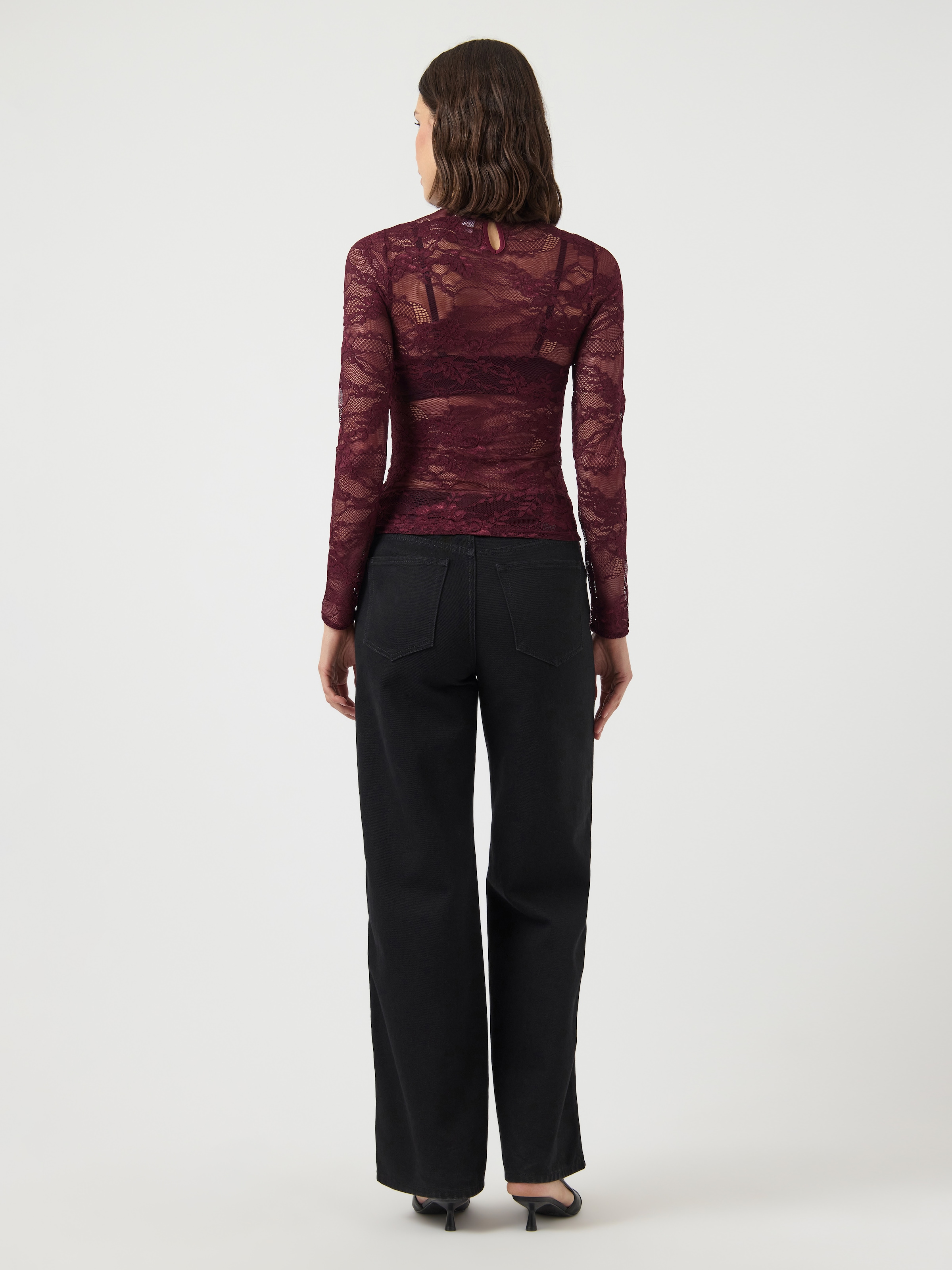 Y.A.S Langarmshirt »YASLACEY LS LACE TOP S. NOOS«