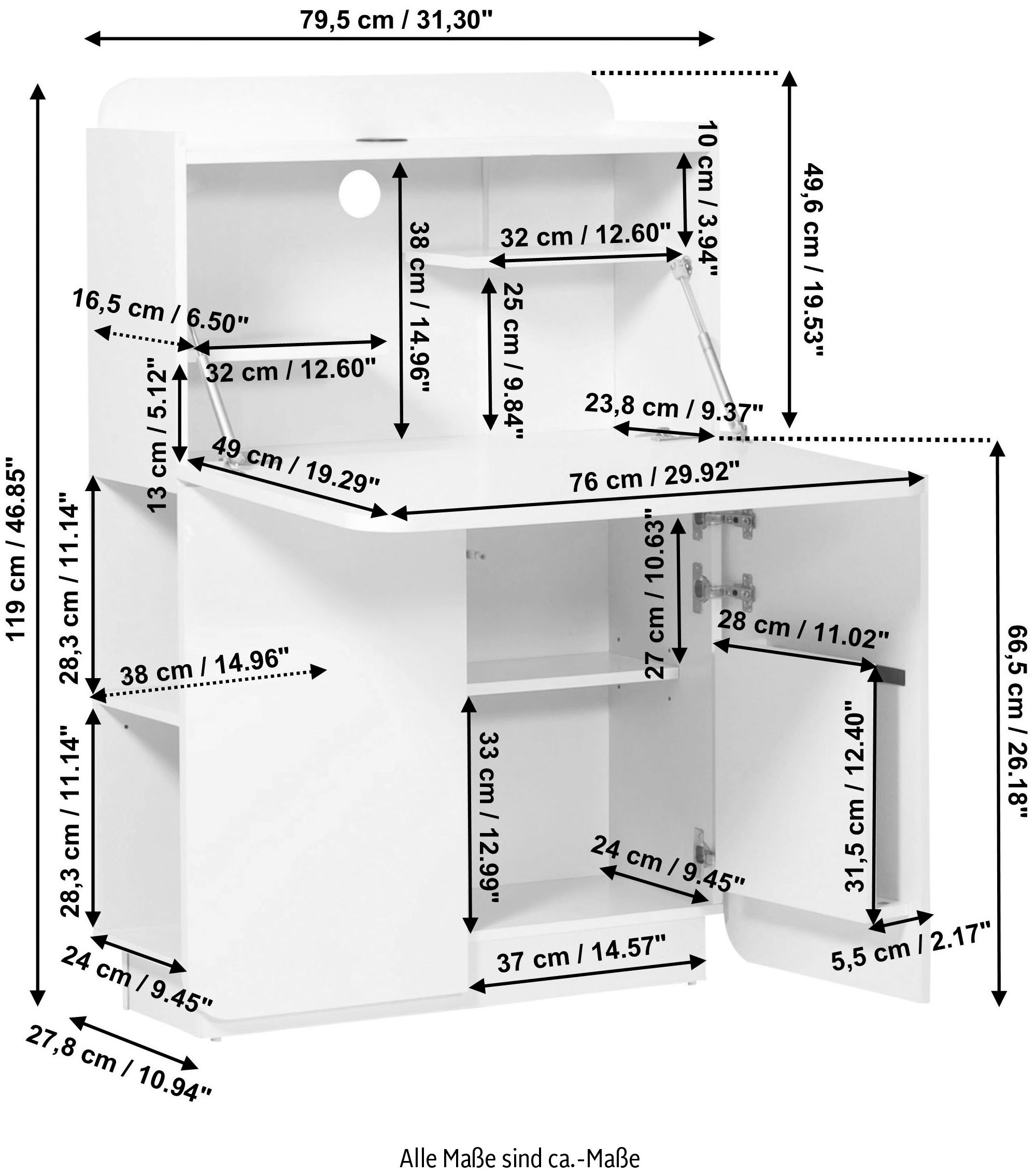 Jahnke Sekretär »CU-CULTURE MC, Schreibtisch,«, zeitlos, integrierbar in jeden Wohnraum; Maße 79,5x27,8x119 cm