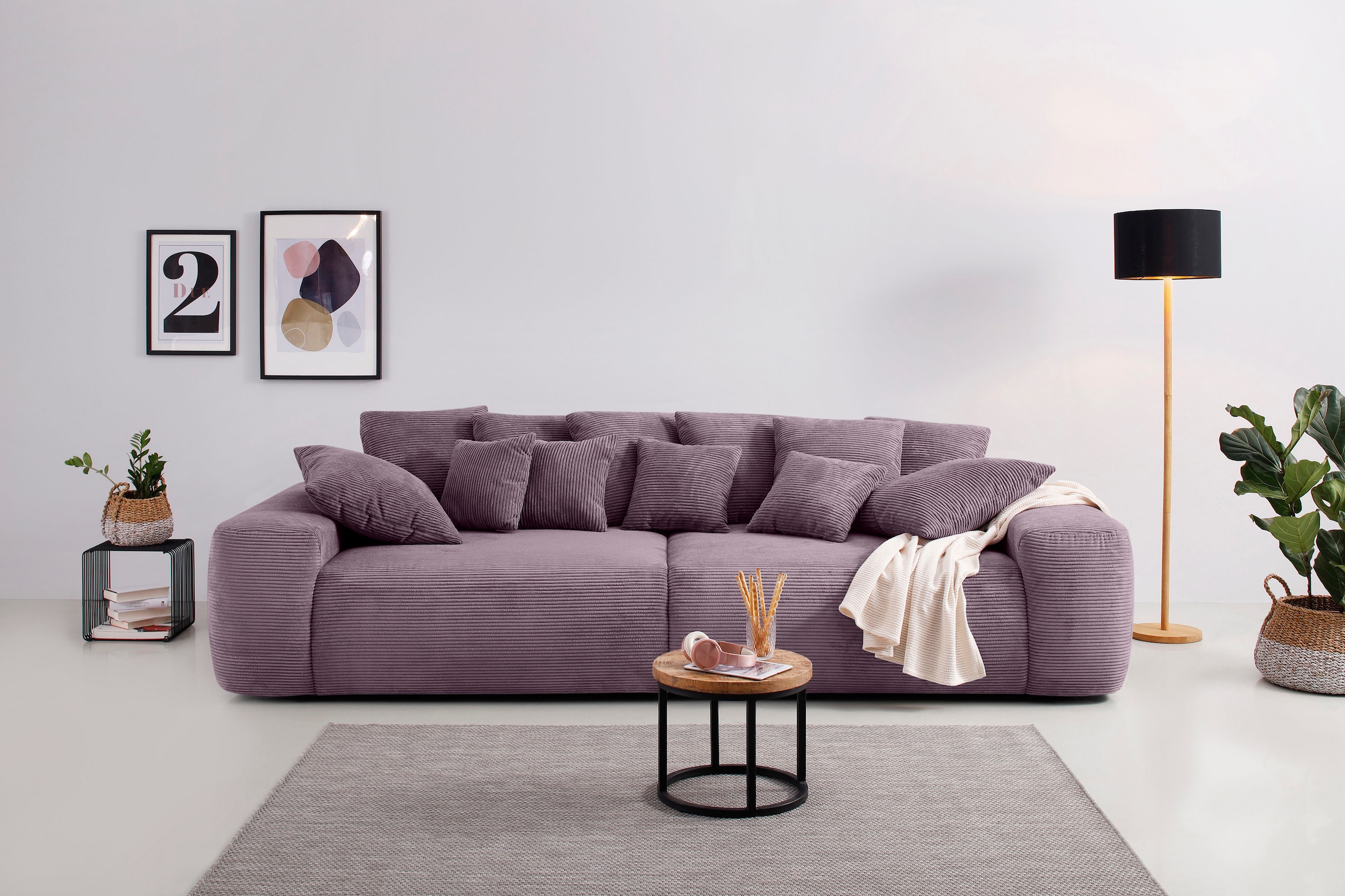 Big-Sofa »Glamour«, Boxspringfederung, Breite 302 cm, Lounge Sofa mit vielen losen Kissen
