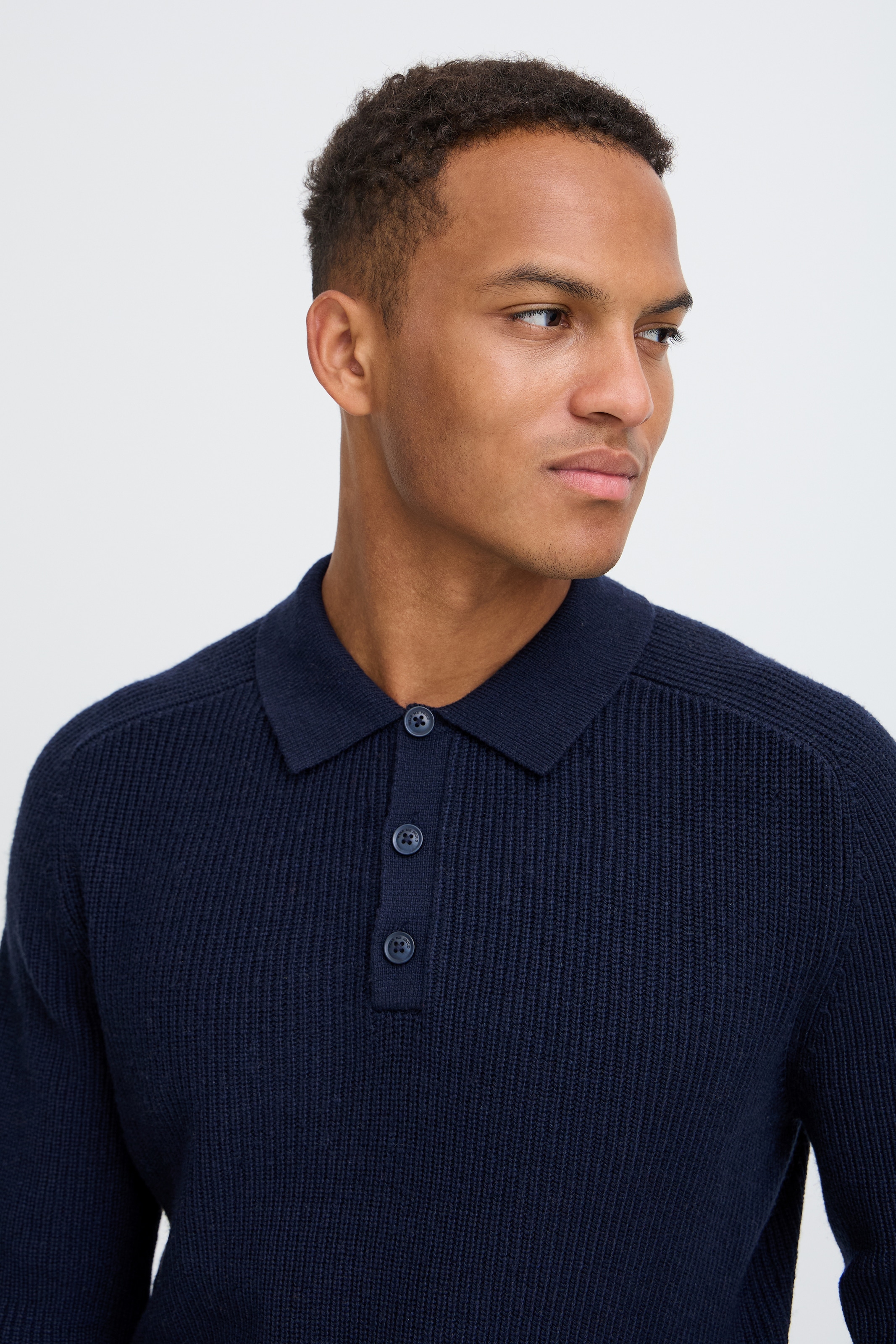 Blend Rundhalspullover »BHBOS KNIT POLO« Materialmix, regular fit
