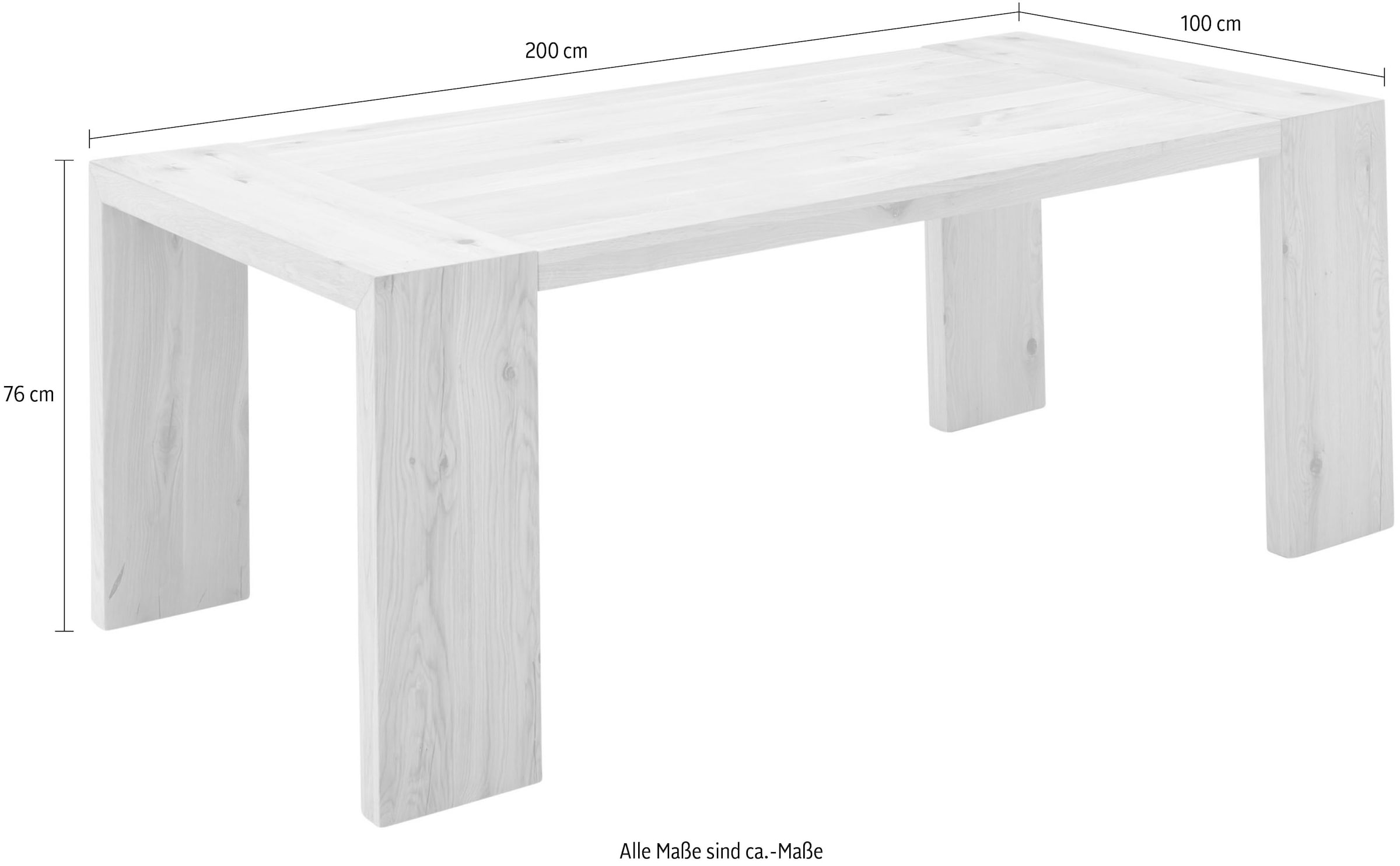 Stolkom Esstisch »Anno Esszimmertisch Eiche Massivholz geölt, FSC, BxHxT 200x76x100 cm«, Eiche Massivholz geölt, FSC®-Zertifiziert, Flächenbelastung bis 90 kg
