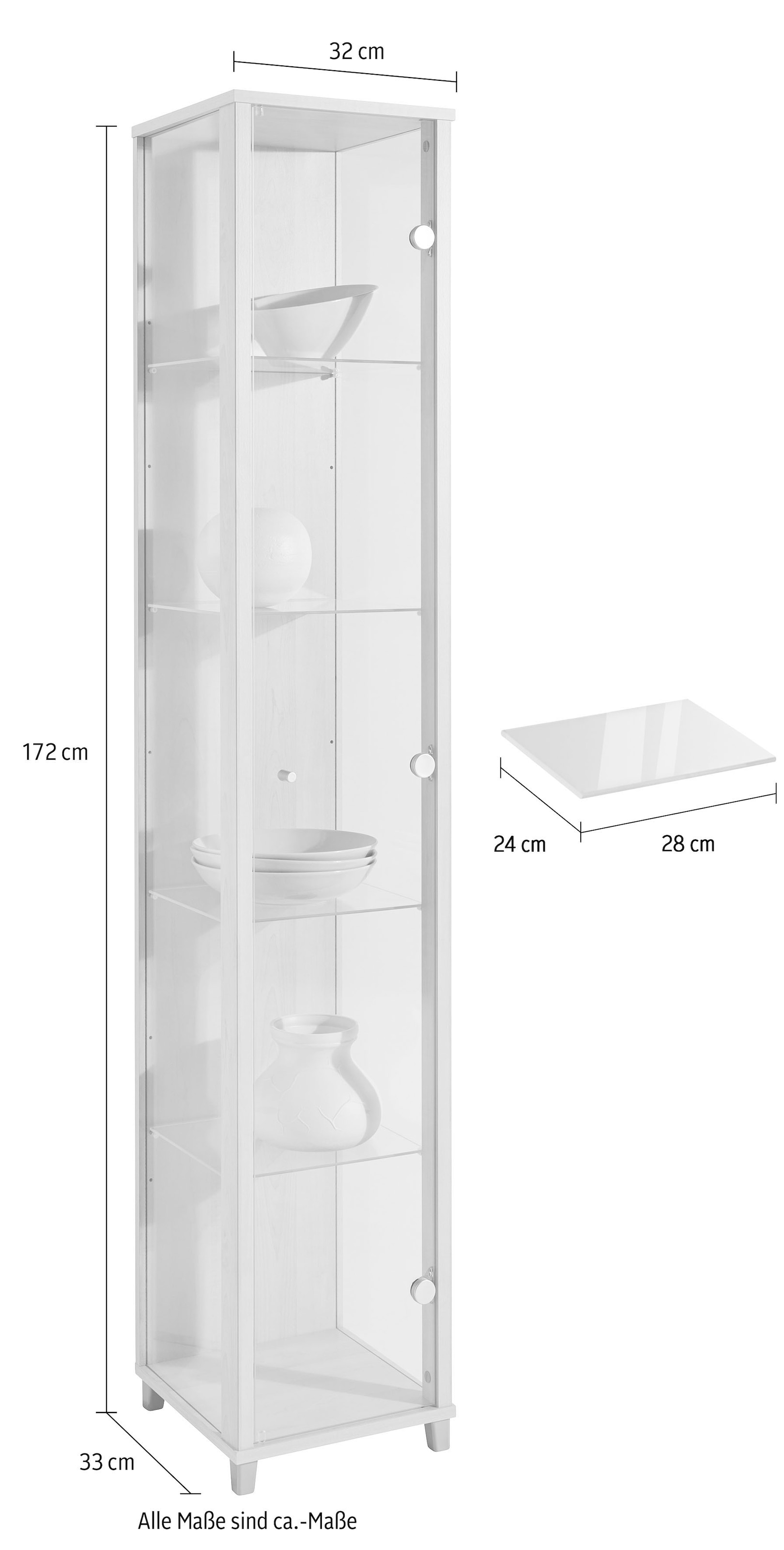 fif möbel Vitrine »OPTIMA Höhe ca. 172 cm« Standvitrine/Glasvitrine 1x Glastür,perfekt für Sammler,Sammlervitrine