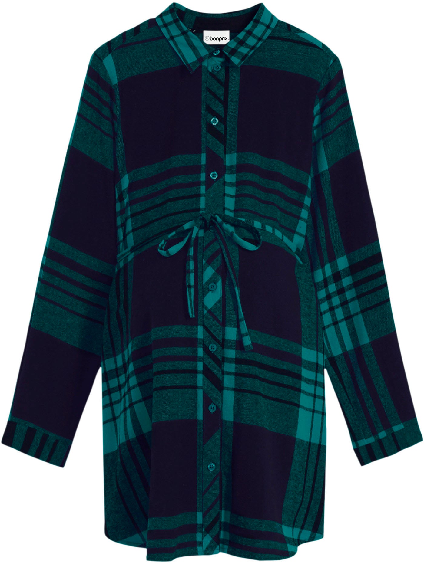 bonprix Umstandsbluse »Lange Umstandsbluse aus weichem Baumwoll-Flanell« figurumspielende Passform, für Schwangerschaft und Stillzeit