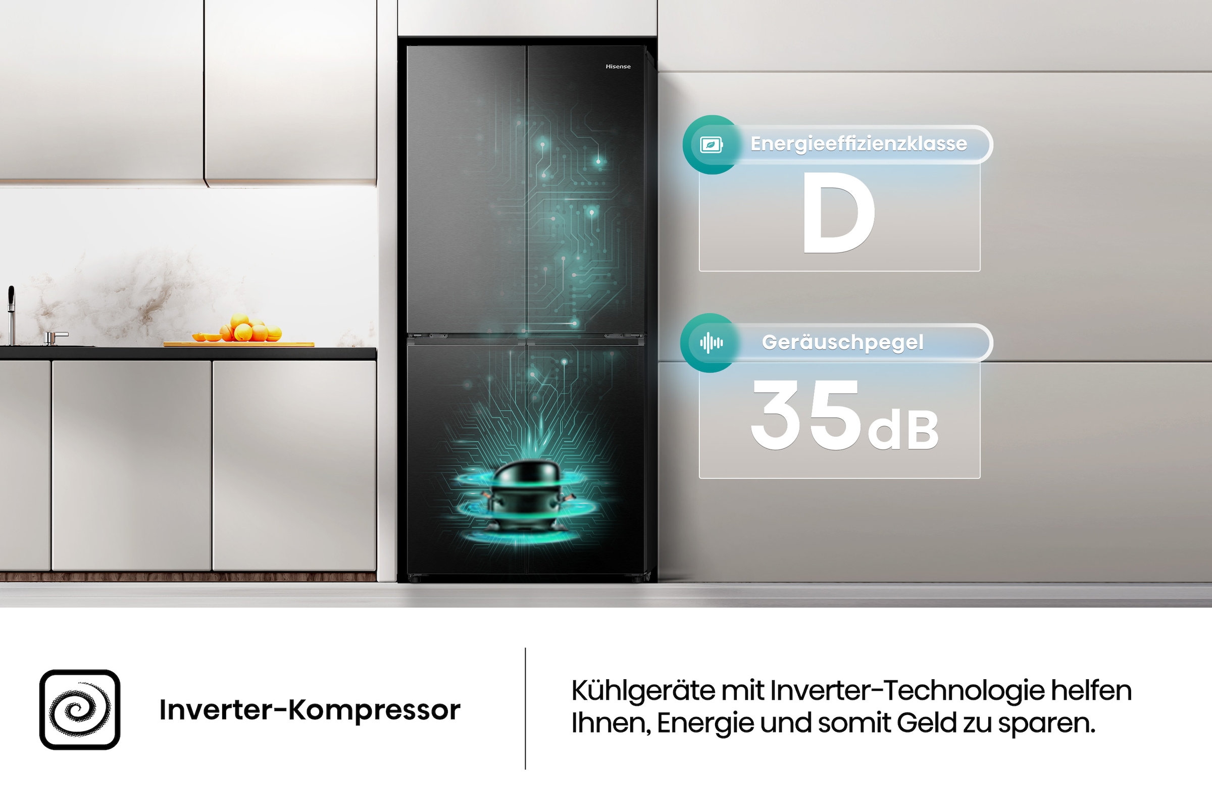 Hisense Multi Door »RQ5P470SAFD«, MetalCooling Innenwand