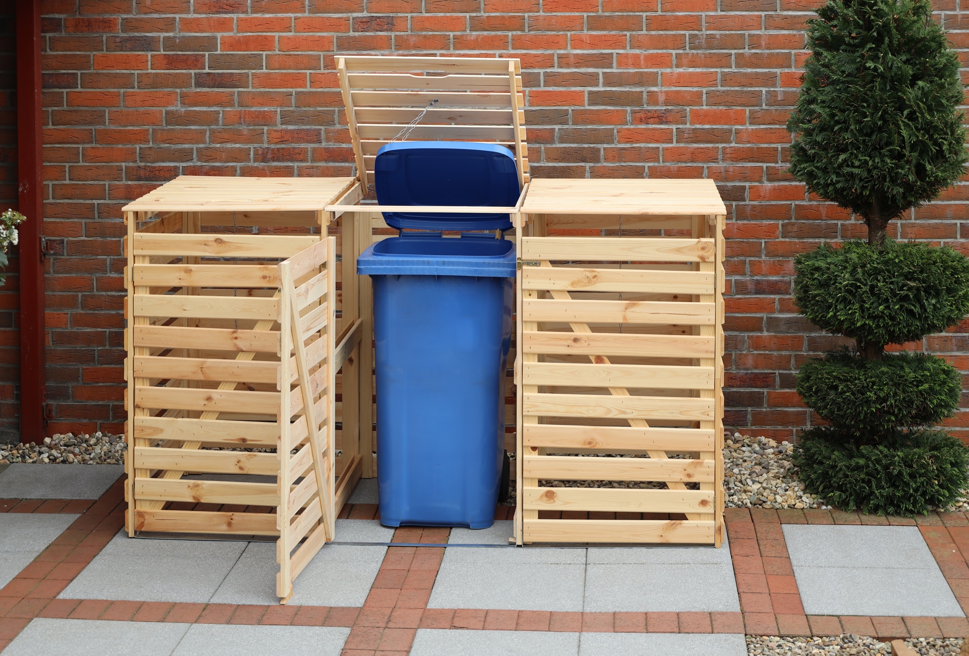 promadino Mülltonnenbox »Vario V« für 3 Tonnen, robust aus zertifiziertem Kiefernholz