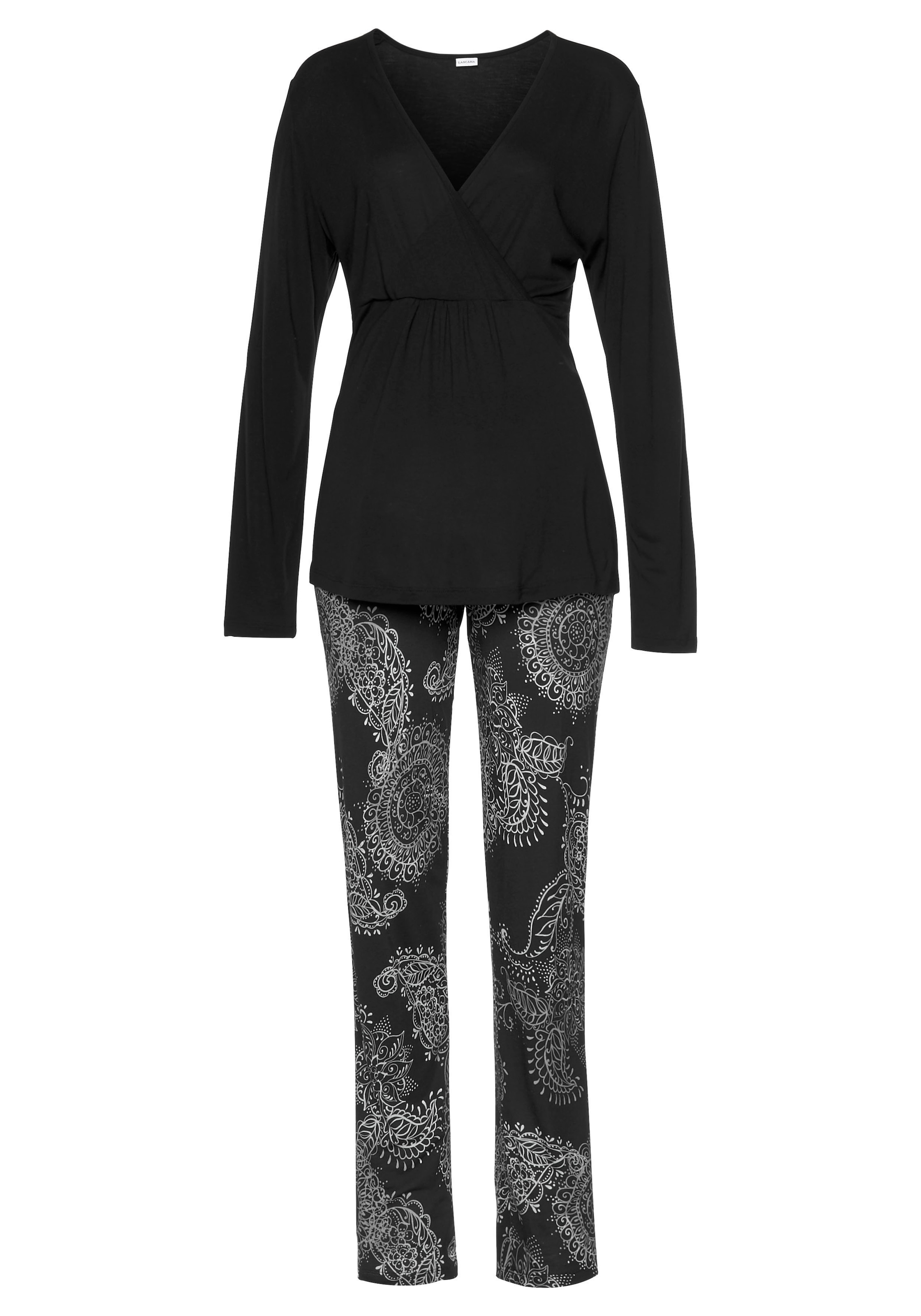 Vivance Dreams Pyjama, (2 Stück), tlg., ♕ bei Paisley-Dessin 1 schwarz-weißen im