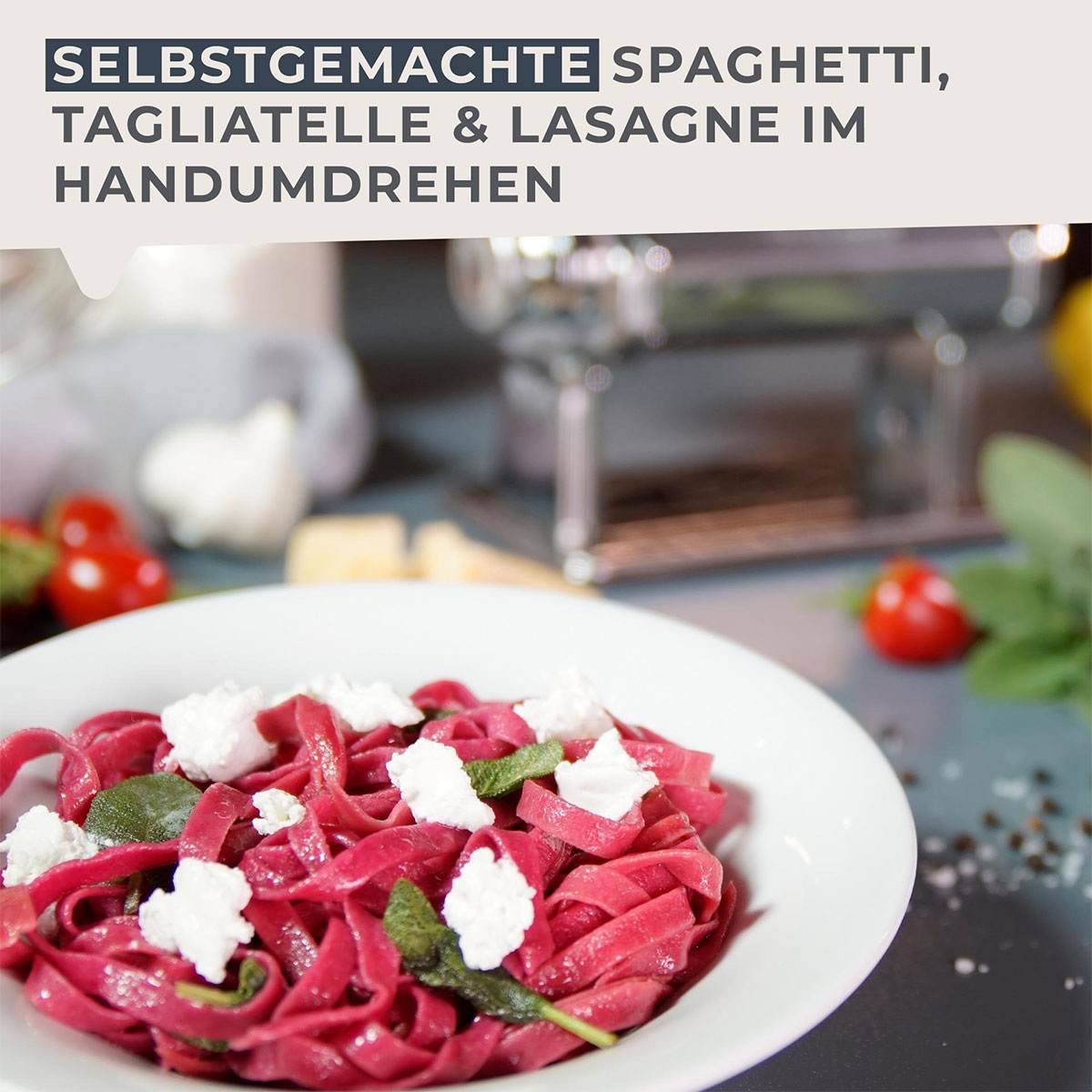 FACKELMANN Nudelmaschine »#easyprepare, Maschine für leckere Pasta« Aufsätze für Lasagneblätter, Tagliatelle & Spaghetti