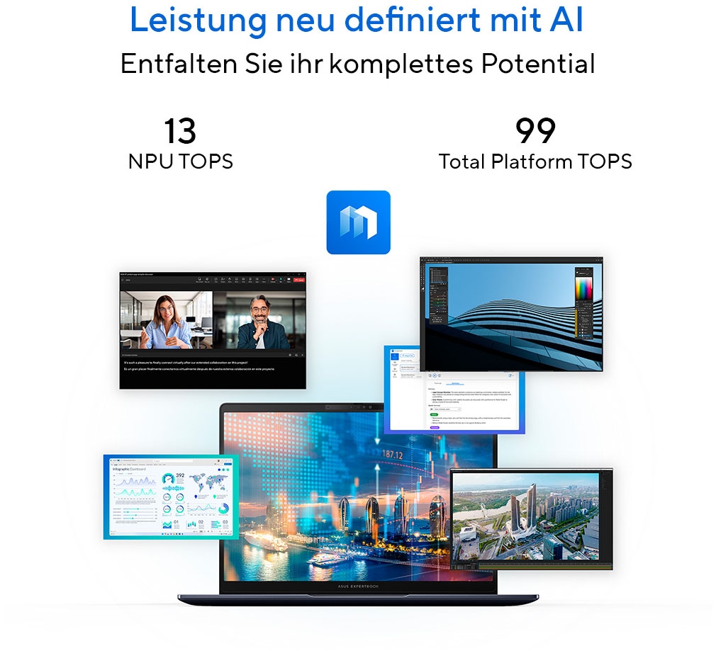 Asus Notebook »ExpertBook B5 B5405CCA-NZ0086X« 35,6 cm / 14 ″ Intel Core Ultra 7 Intel Graphics 1.000 GB SSD