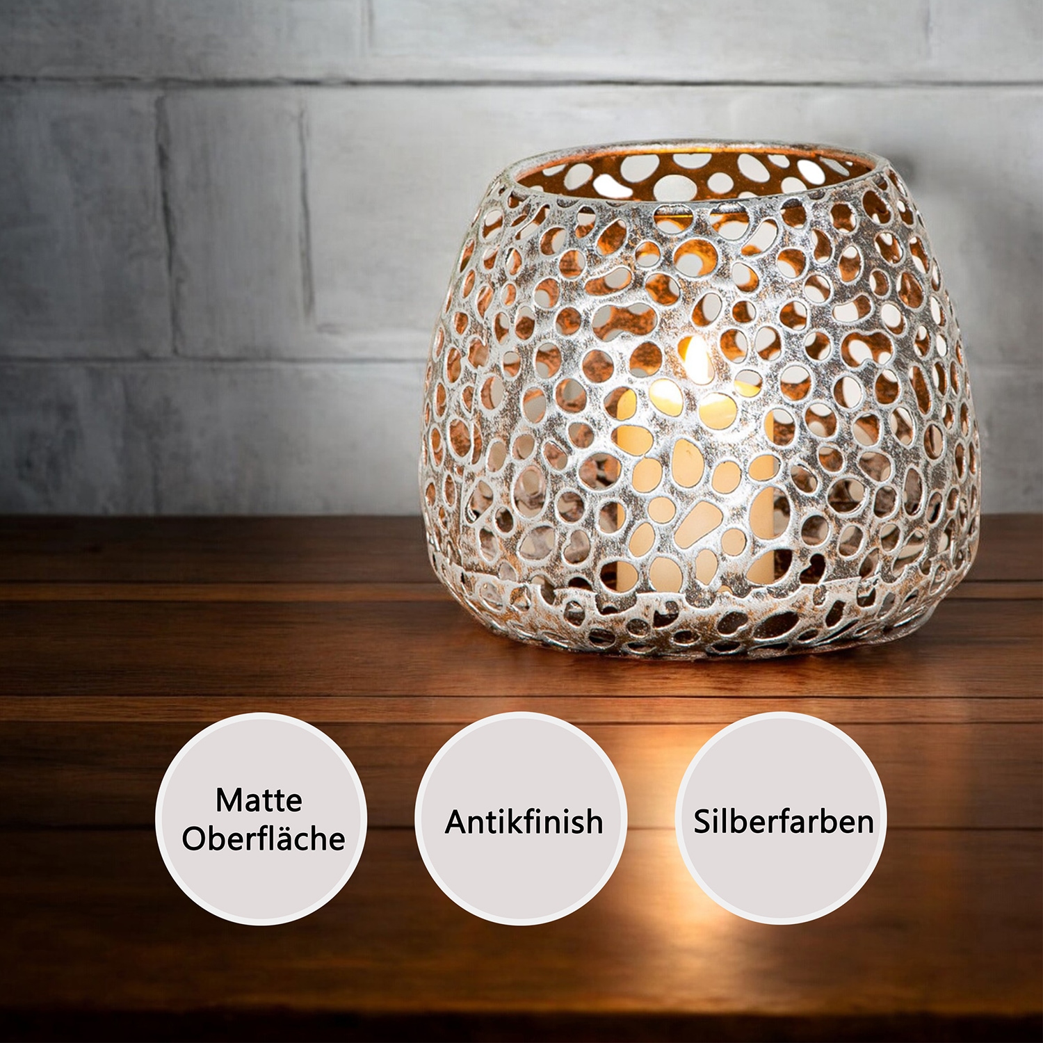 Casablanca by Gilde Windlicht »Windlicht  Chico antik-silber«