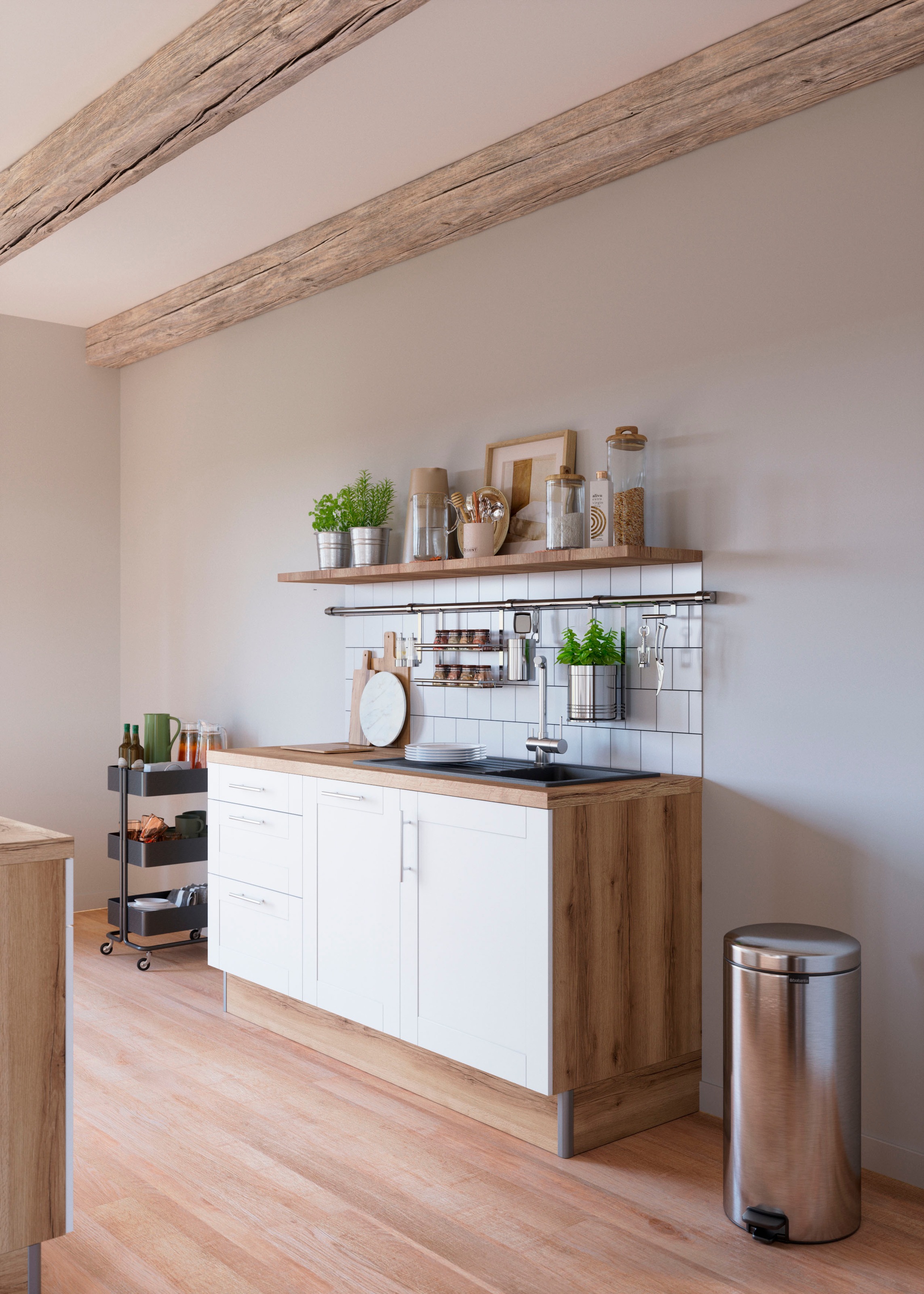 OPTIFIT Küche »Ahus«, 180 cm breit, wahlw.mit E-Geräten, Soft Close Funktion, MDF Fronten