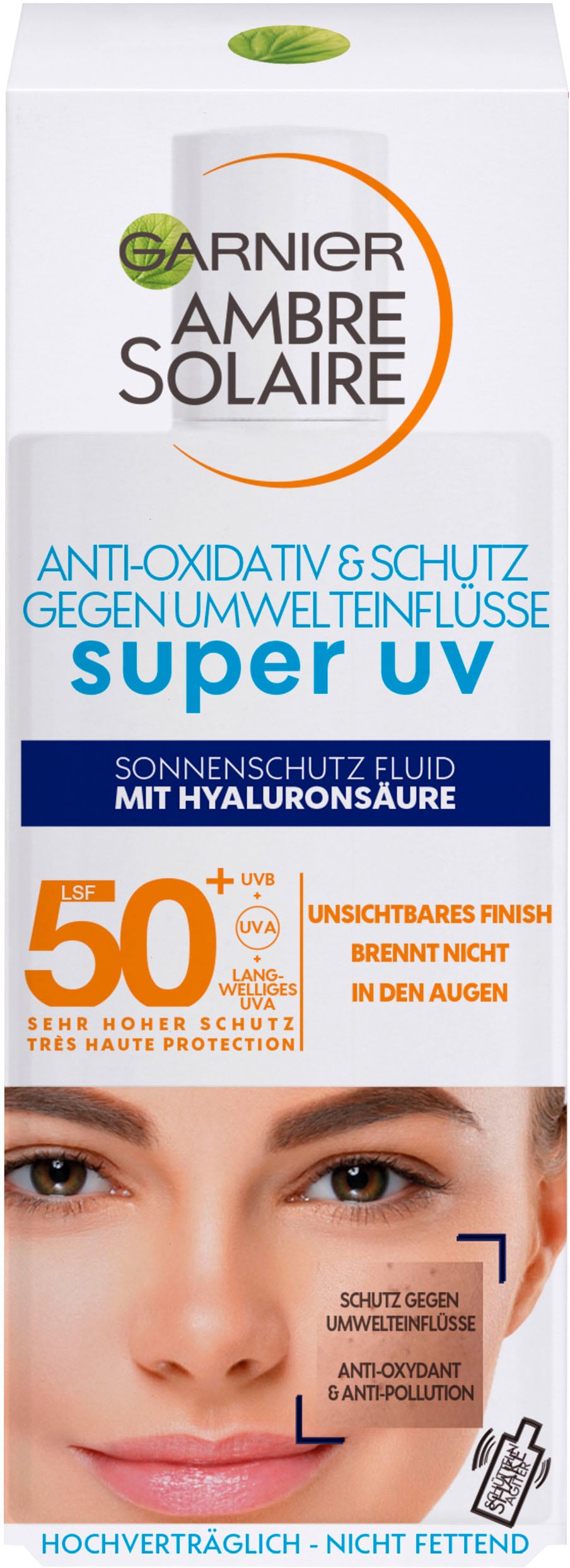 GARNIER Sonnenschutzfluid »Ambre Solaire 50 bei Sensitive LSF mit expert+«, Hyaluronsäure
