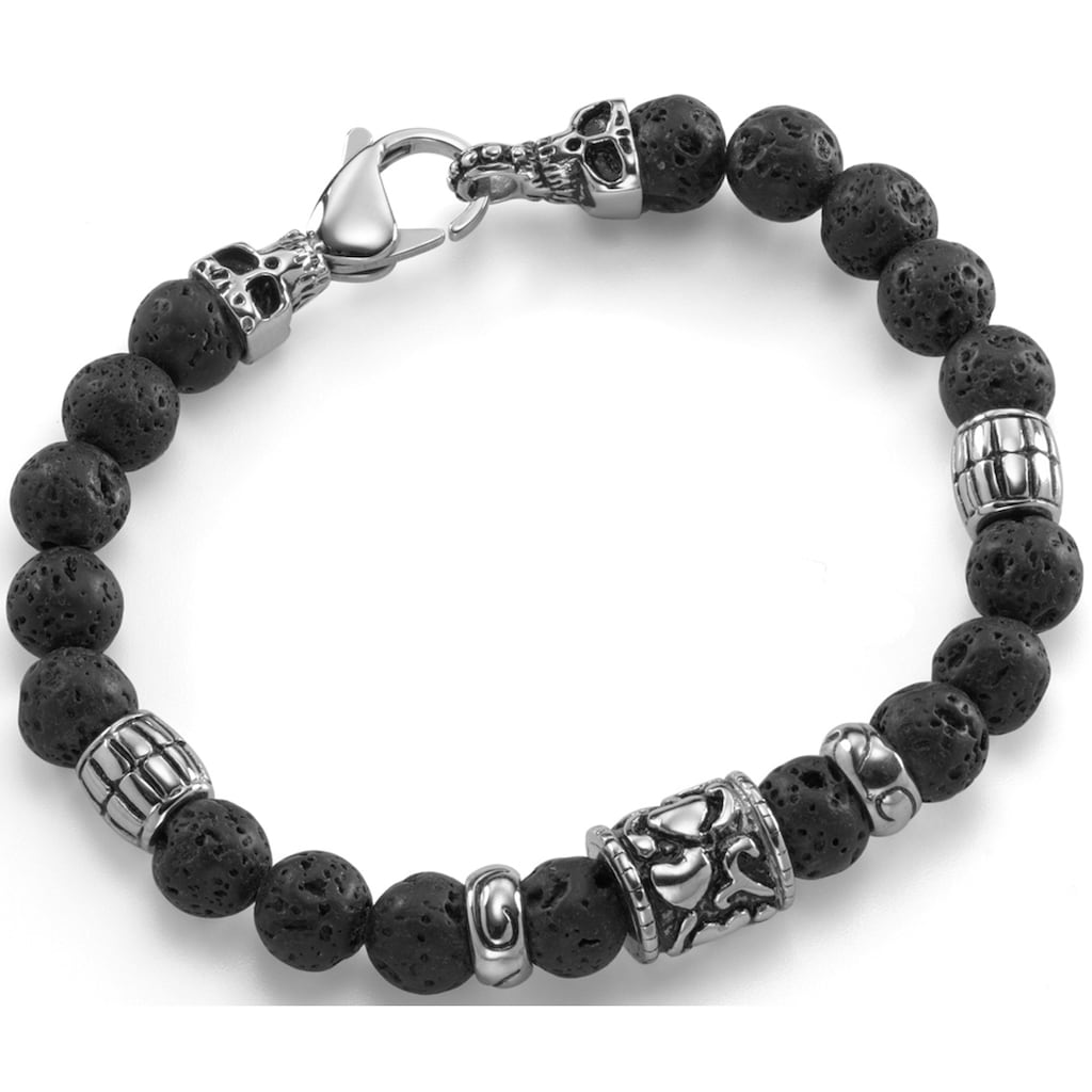 Firetti Armband »Schmuck Geschenk Armschmuck Armkette Lavastein Totenkopf«