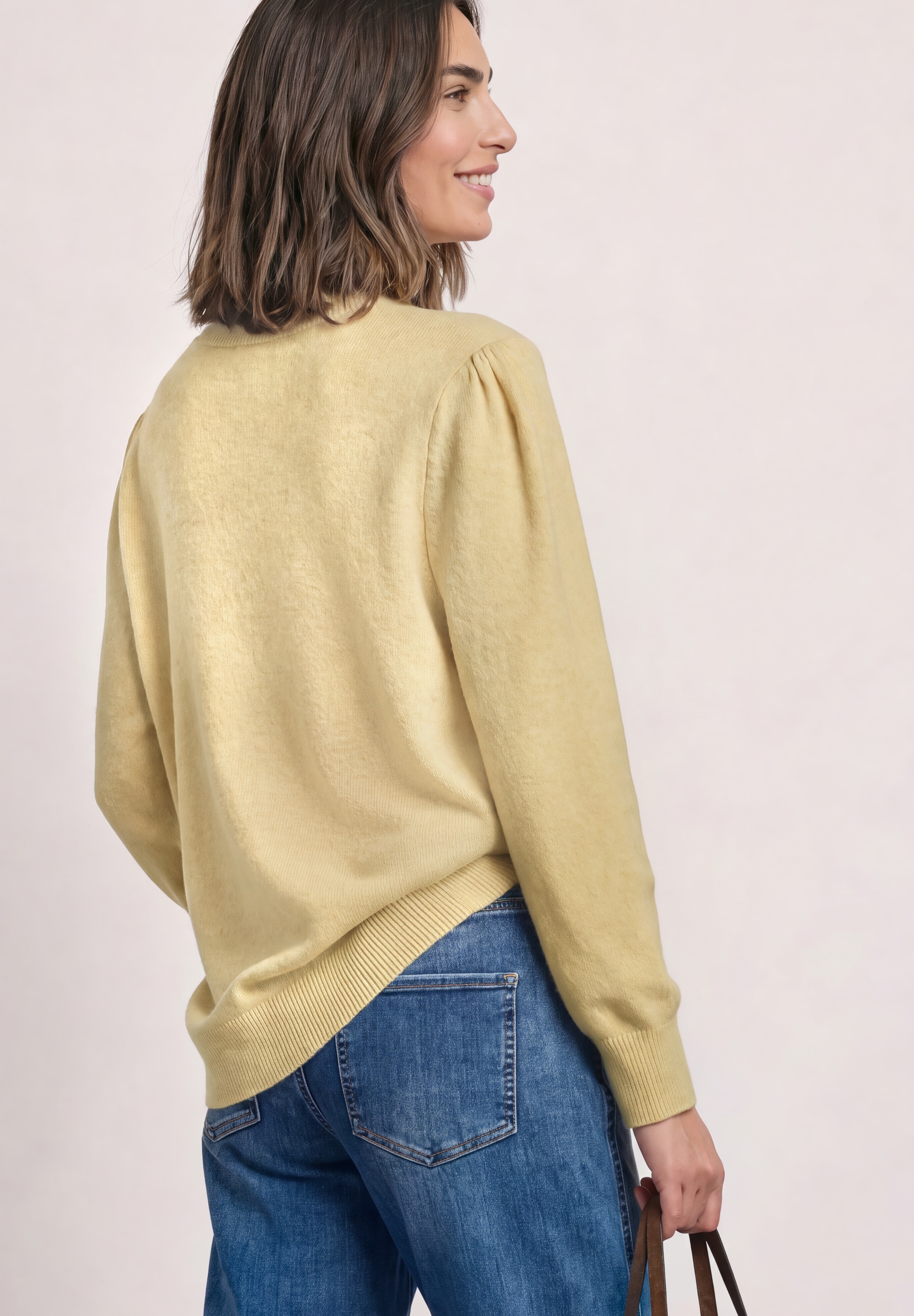 STREET ONE Strickpullover Langarm Pullover mit Rundhals und Raffung