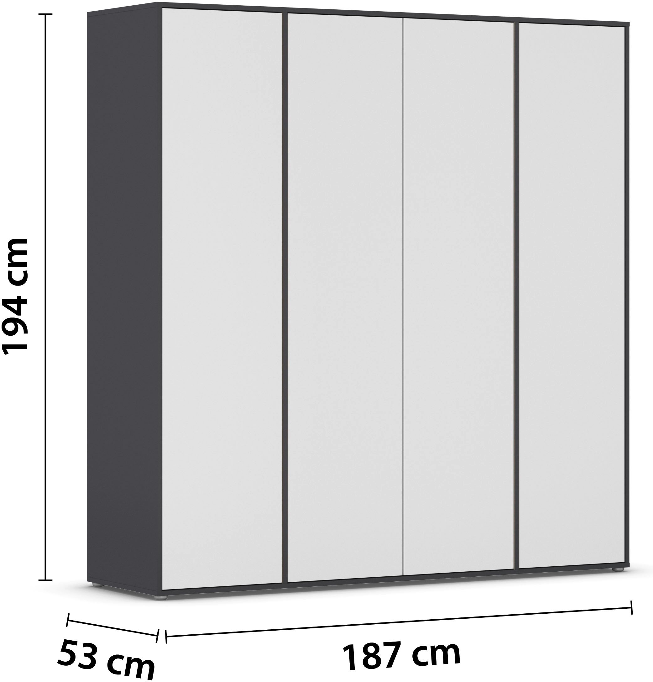 rauch Drehtürenschrank »Kleiderschrank Schrank Garderobe Wäscheschrank NABILA viel Stauraum«, (in 3 verschiedenen Ausstattungen BASIC/CLASSIC/PREMIUM), in 2 Breiten mit Push-to-Open Funktion TOPSELLER MADE IN GERMANY