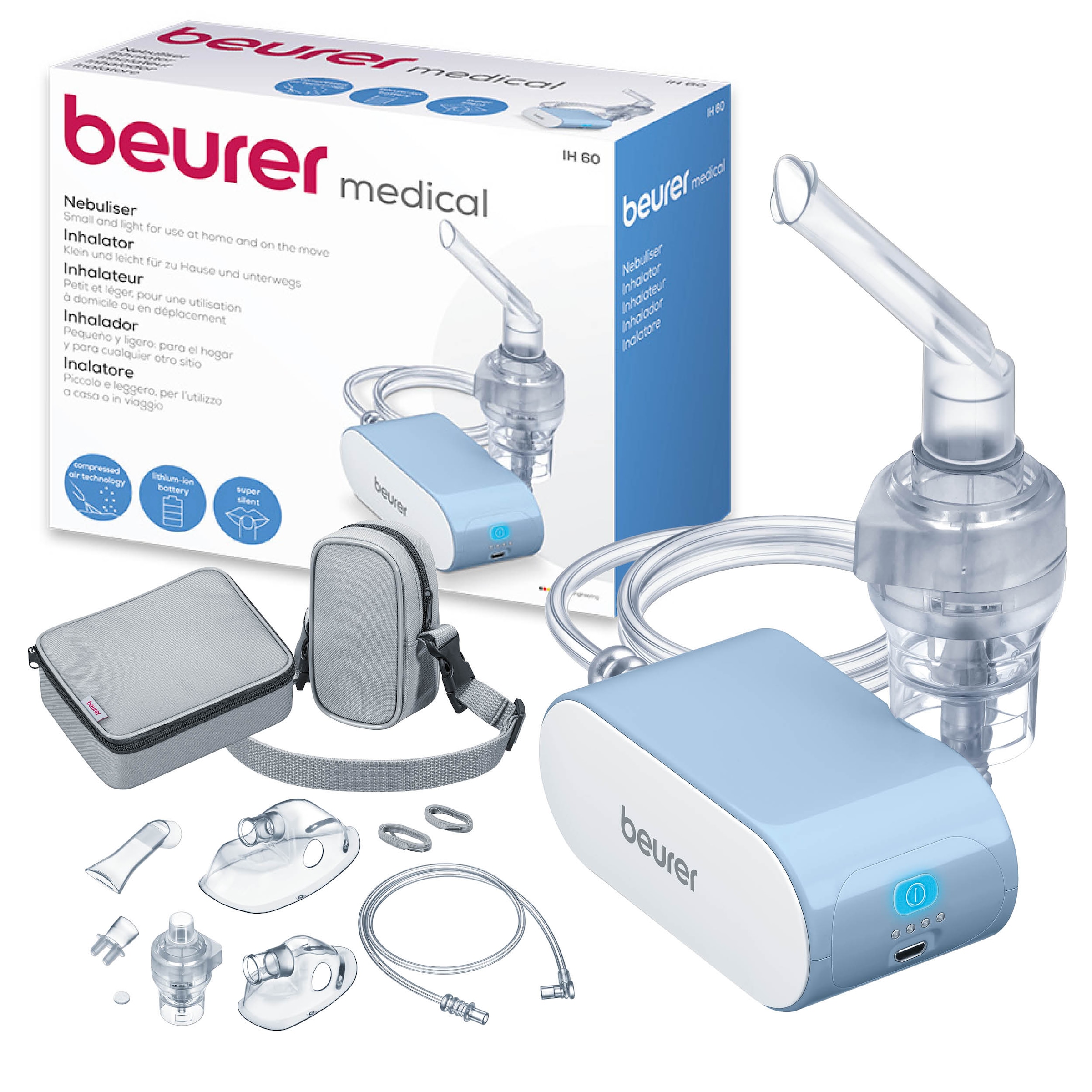 BEURER Inhalationsgerät »IH 60 zur Behandlung der oberen und unteren Atemwege« Entspannte Anwendung durch flüsterleisten Betrieb