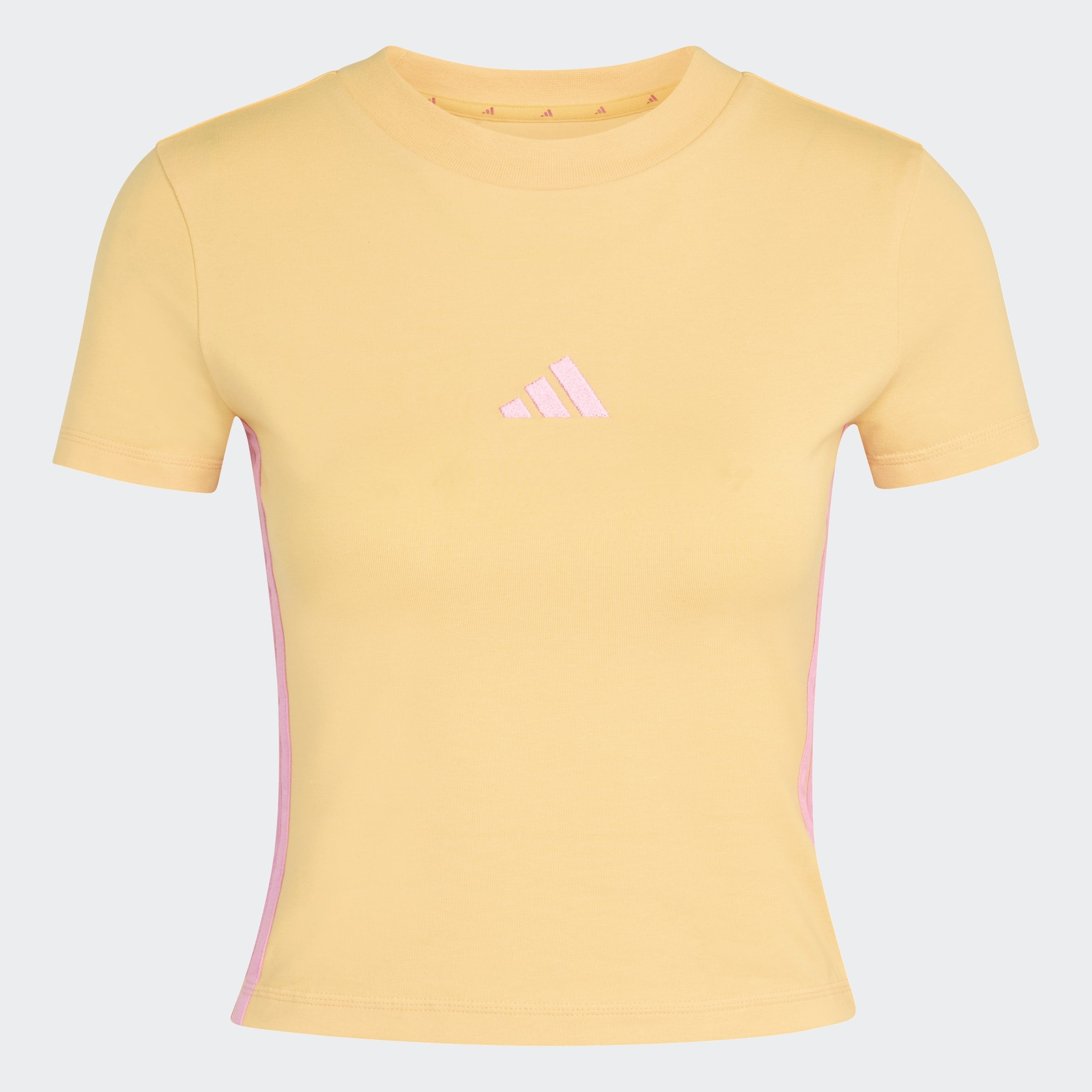 adidas Sportswear T-Shirt »ESSENTIALS 3-STREIFEN SLIM BABY« schmale Passform, Rundhalsausschnitt, mit Elasthan-Anteil