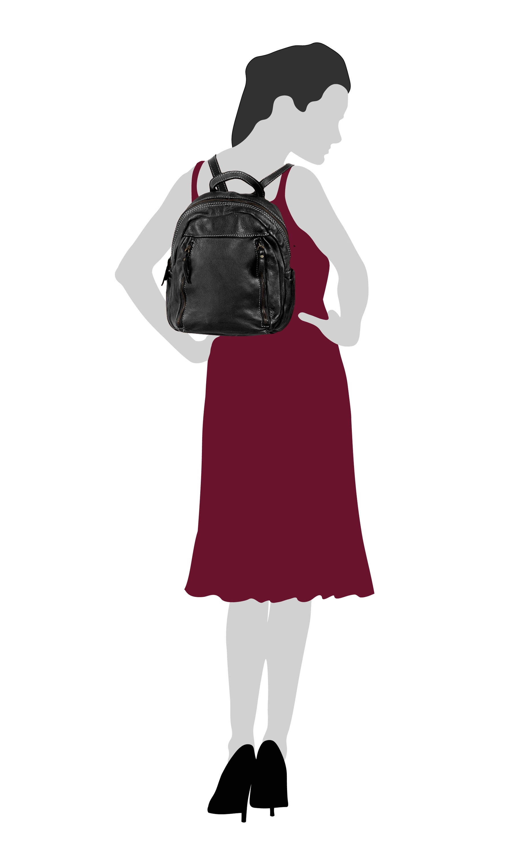 Cluty Cityrucksack, echt Leder, Made in Italy