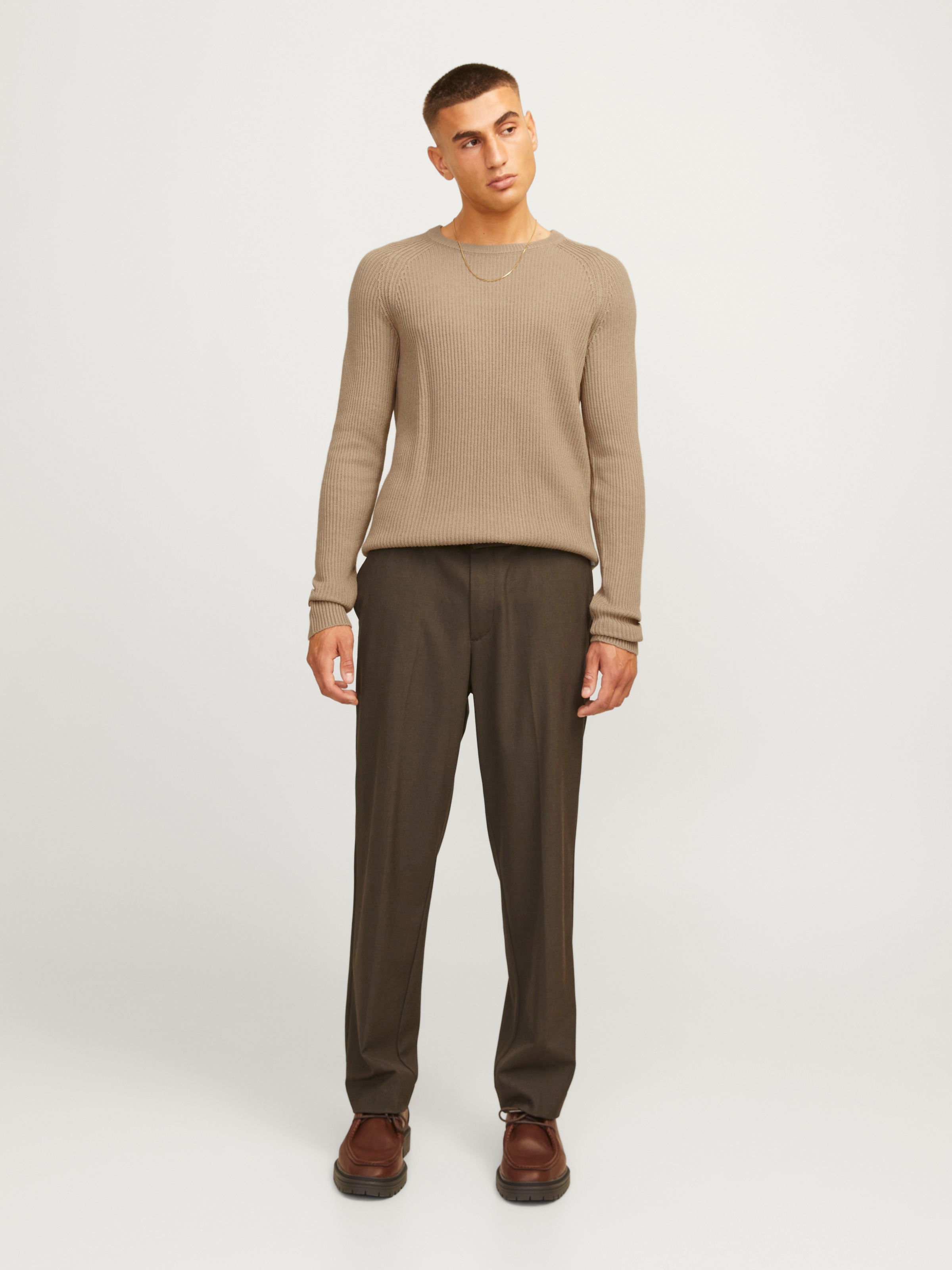 Jack & Jones Rundhalspullover »JJPANNEL KNIT CREW NECK AW24«