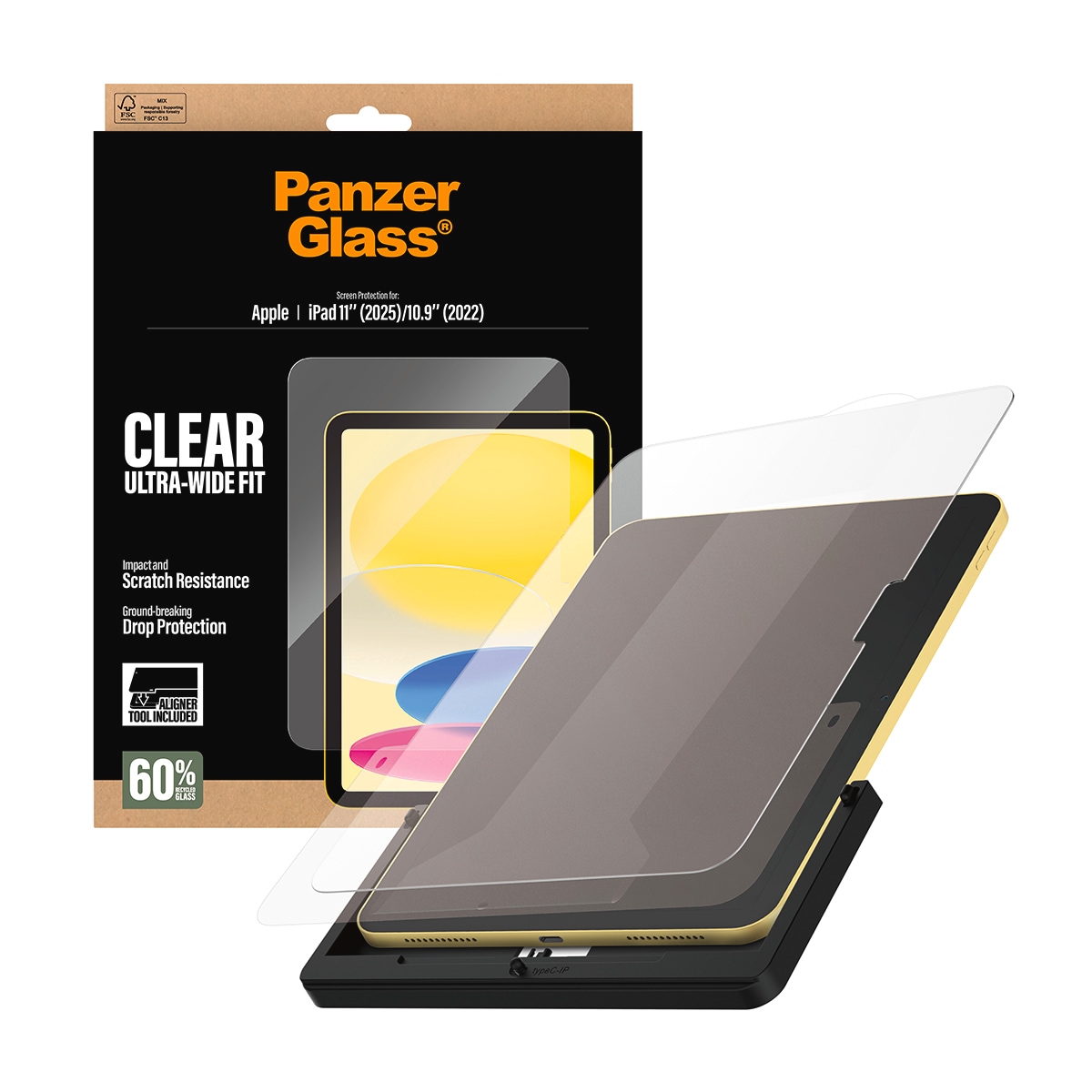 CARE by PanzerGlass Displayschutzglas »Ultra-Wide Fit Screen Protector« für Apple iPad 11" (11. Gen) Displayschutzfolie, Schutzfolie, Bildschirmschutz, kratz- & stoßfest