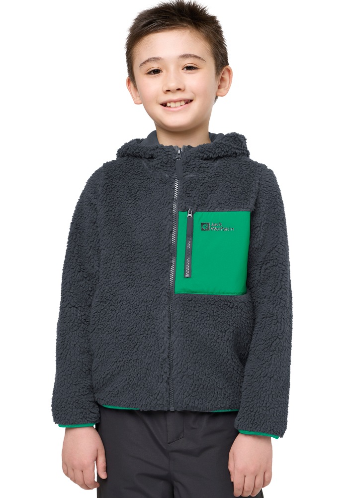 Jack Wolfskin Fleecejacke »ICE CURL HOOD JACKET K« mitKapuze Wärmend, winddicht, Übergangsjacke für Kinder