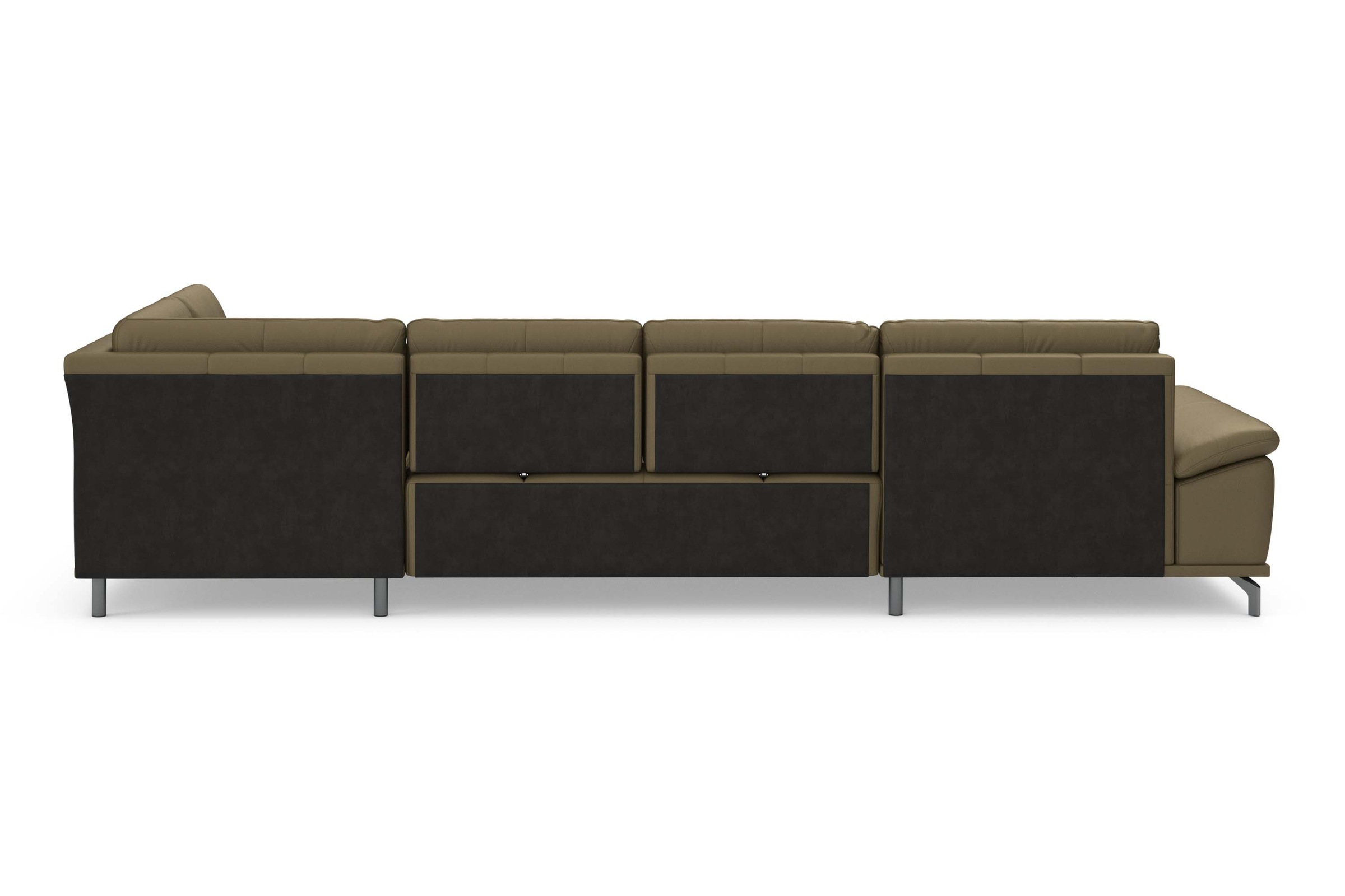 Places of Style Wohnlandschaft »Costello U-Form, mit Sitztiefenverstellung, Armteilverstellung und«, 3 Nierenkissen, optional Bettfunktion und Bettkasten