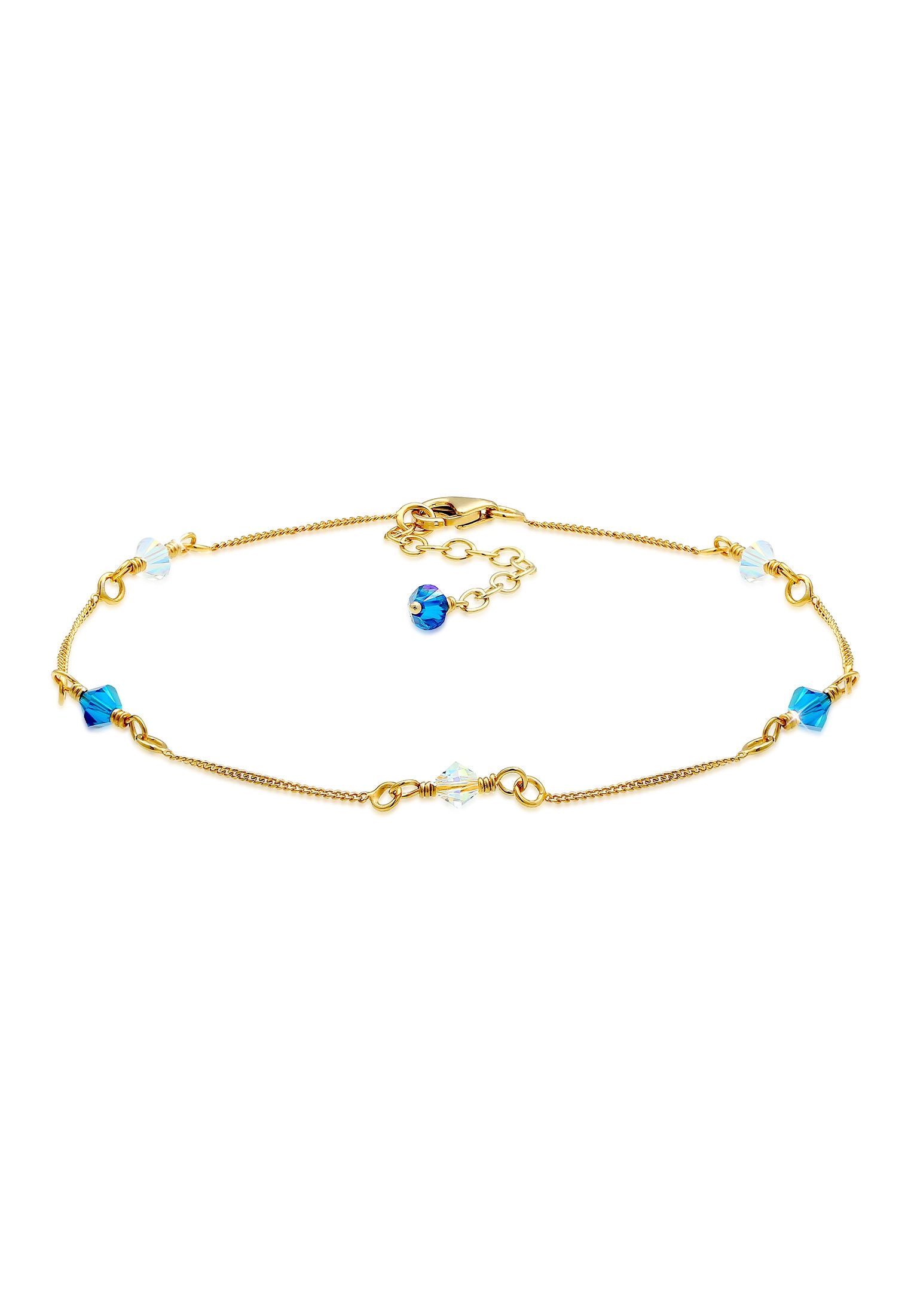 Elli Fußkette »Fußschmuck Basic Strand Bead Kristalle 925 Silber«