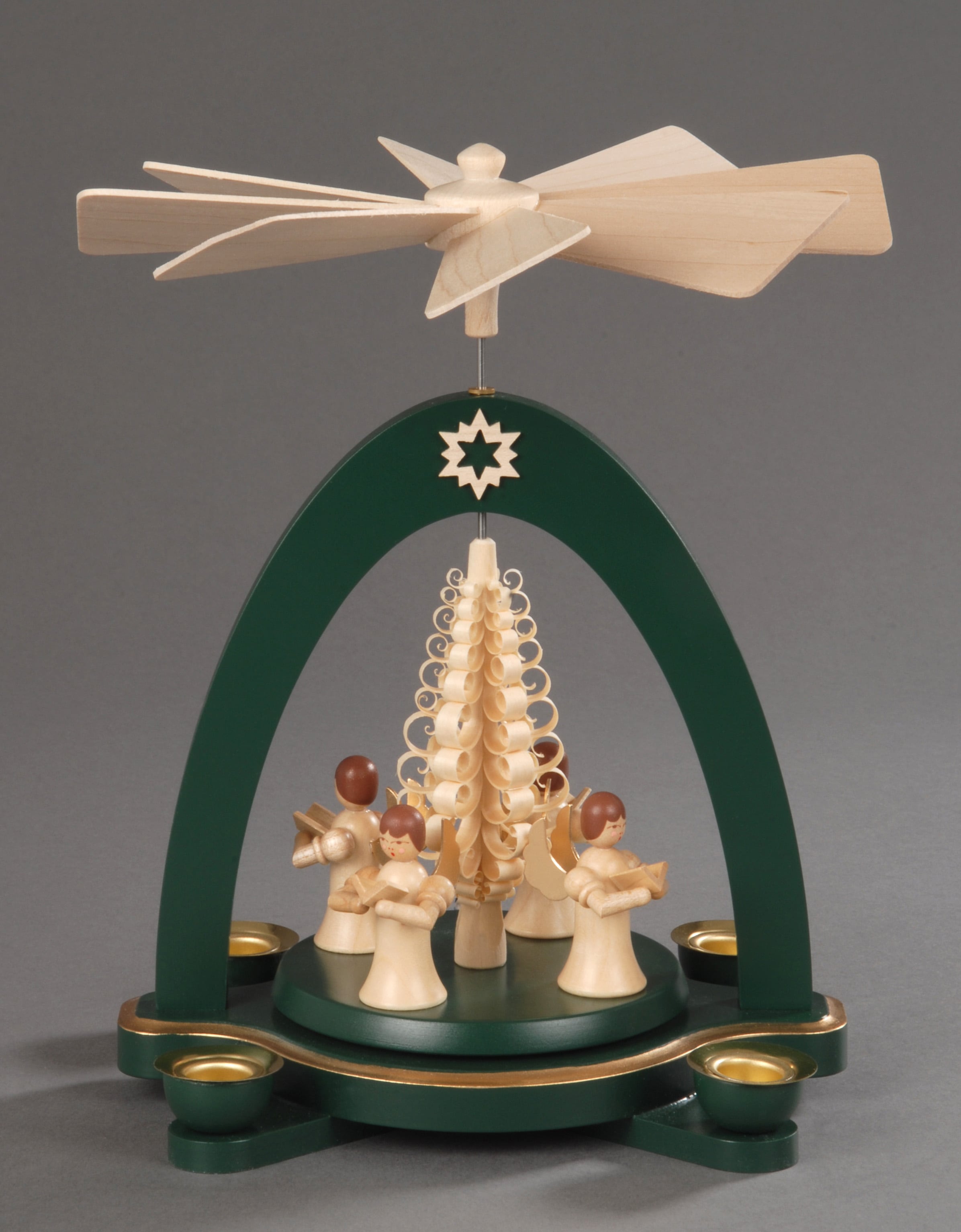 Albin Preissler Weihnachtspyramide »4 stehende Engel mit Spanbaum,  Weihnachtsdeko«, (1 St.), Handwerkskunst aus dem Erzgebirge online kaufen