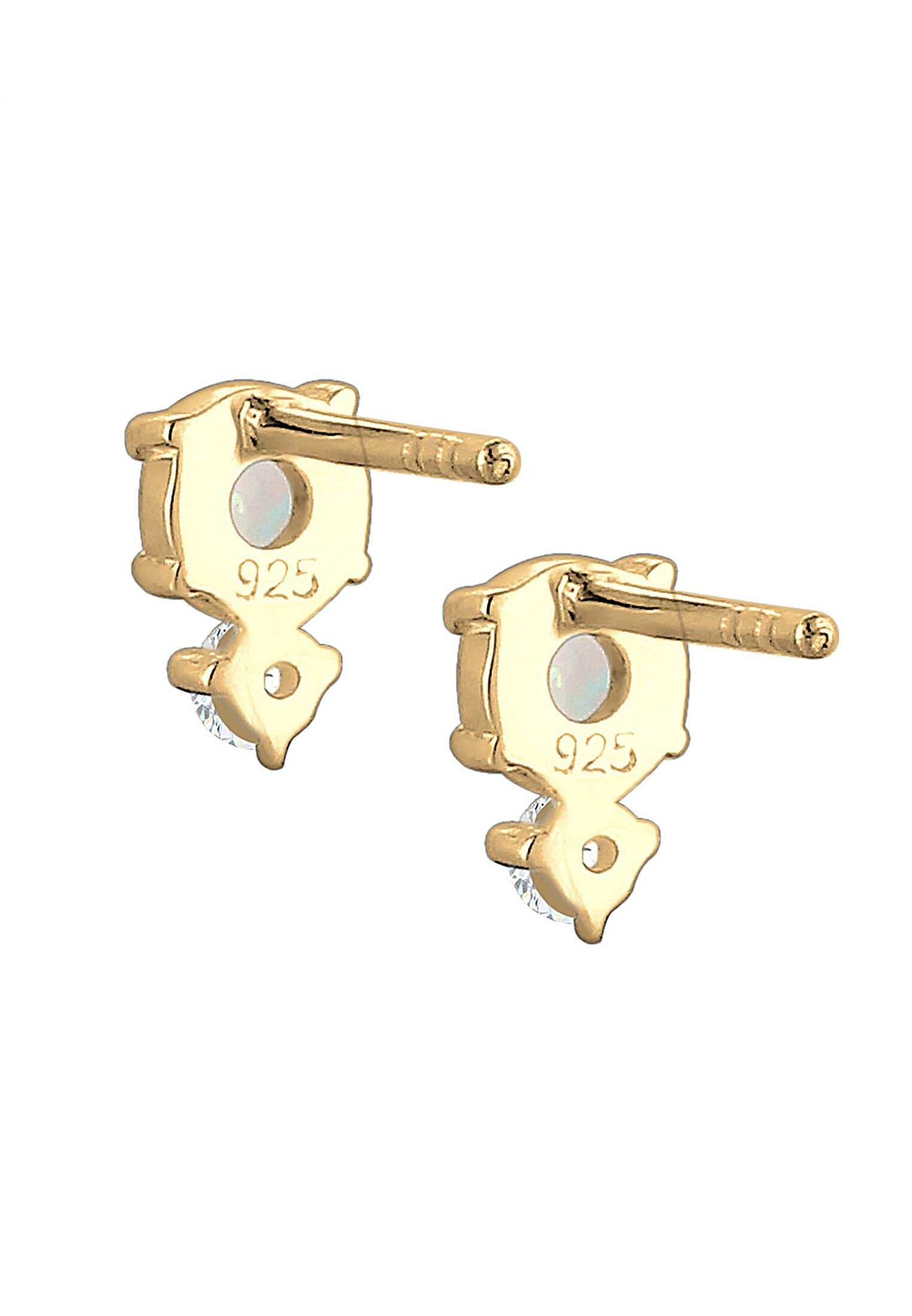 Elli Paar Ohrstecker »Ohrringe Opal Rund und Zirkonia 925 Silber«