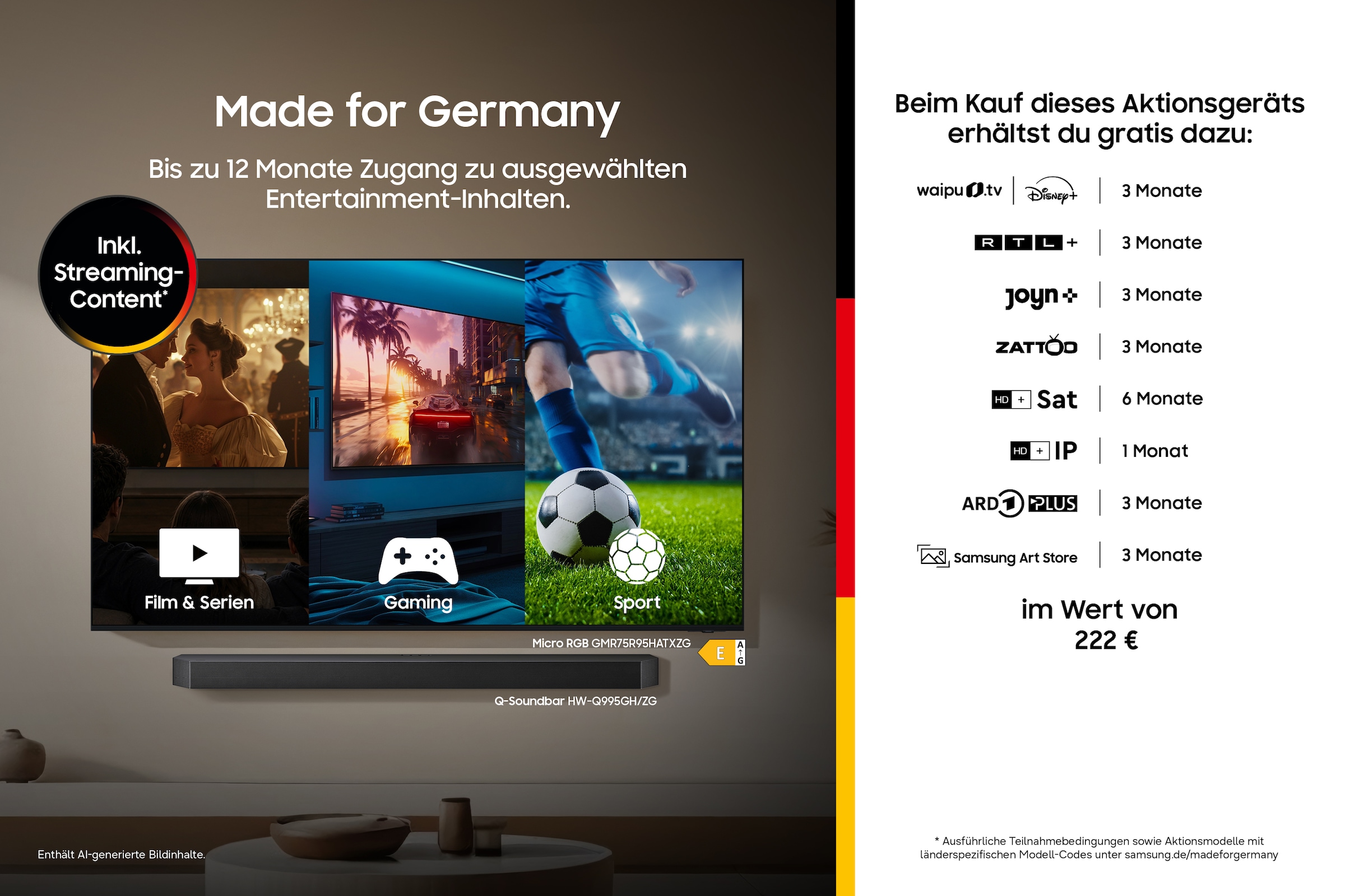 Samsung LCD-LED Fernseher »GMR65R85HAU« 163 cm/65 ″ Smart-TV Micro RGB, 100% BT.2020 Farbraum, Motion Xcelerator 144Hz, Dolby Atmos