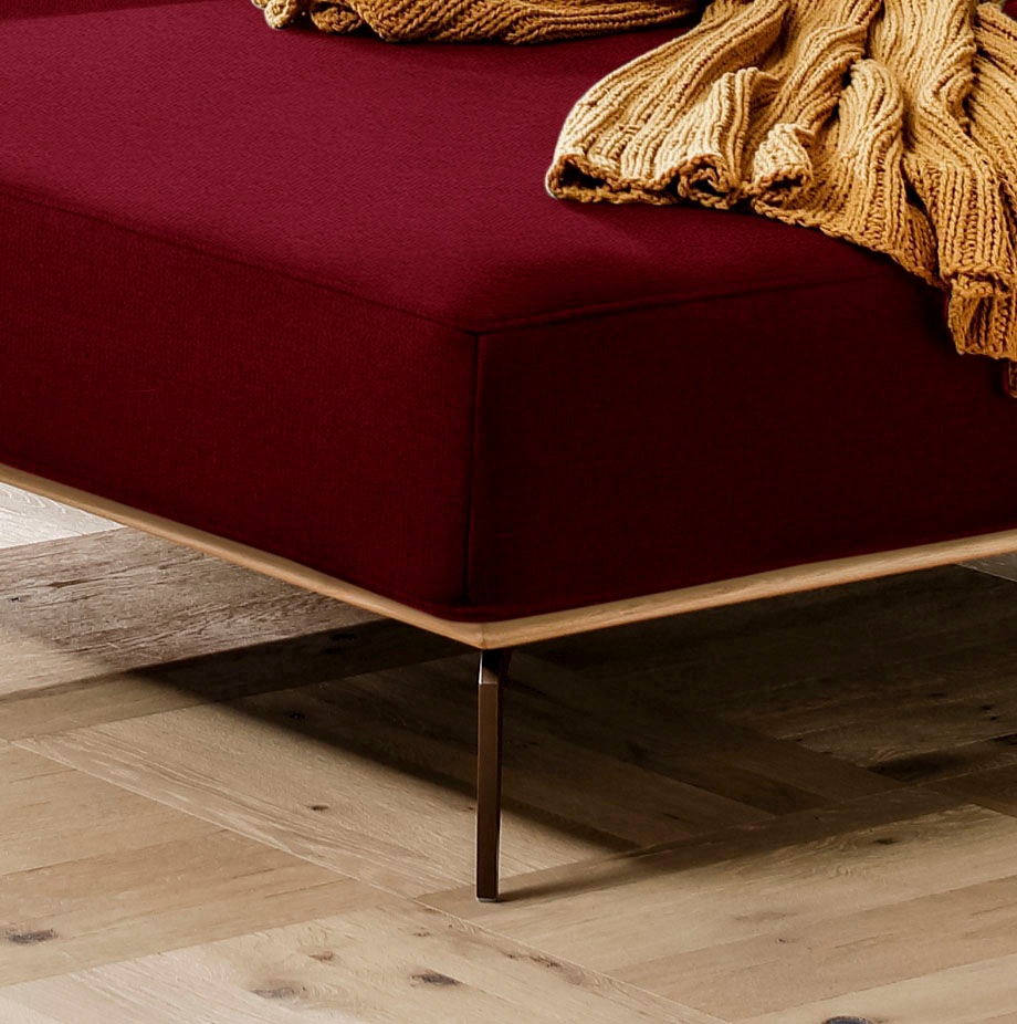 W.SCHILLIG Ecksofa »run, Designsofa mit tollem Sitzkomfort, bequem, L-Form«, mit Holzsockel, Füße in Bronze pulverbeschichtet, Breite 279 cm