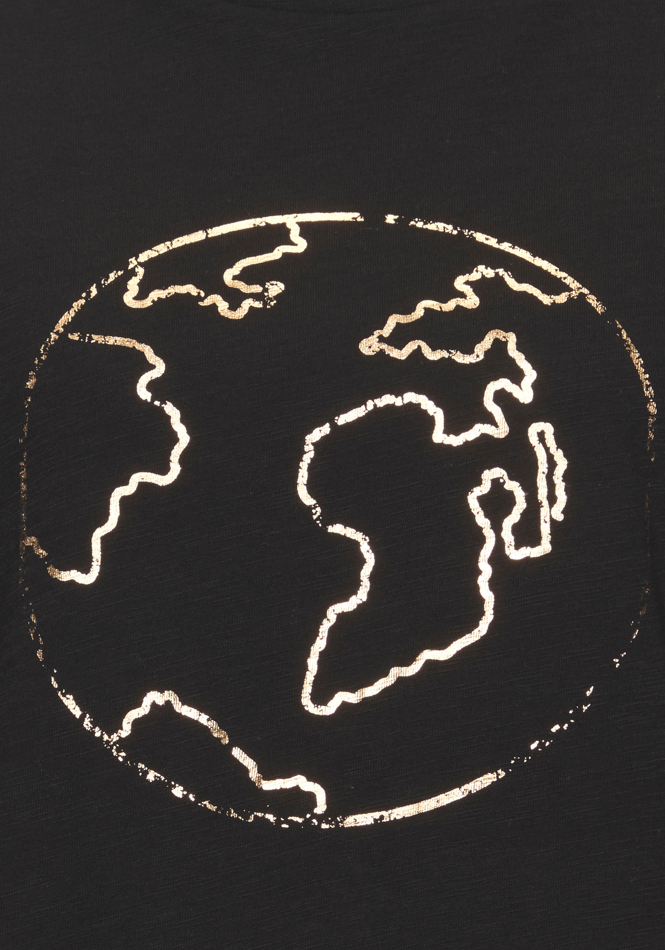 Vivance Rundhalsshirt »mit goldfarben schimmerndem Frontprint«, aus weicher Baumwoll-Slub-Qualität