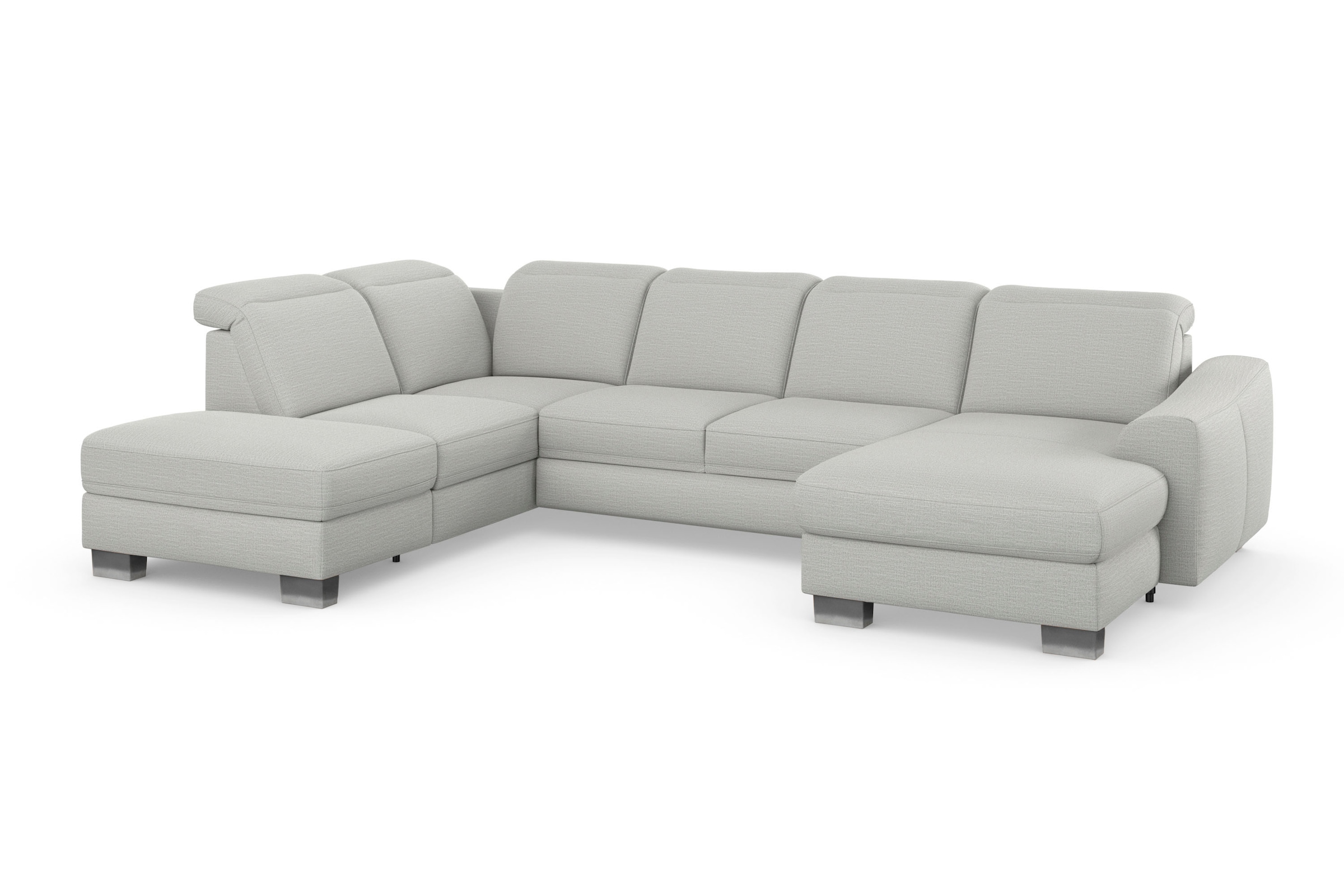 sit&more Wohnlandschaft »Dundee U-Form« mit Federkern und Edelstahlfüßen, wahlweise mit Kopfteilverstellung