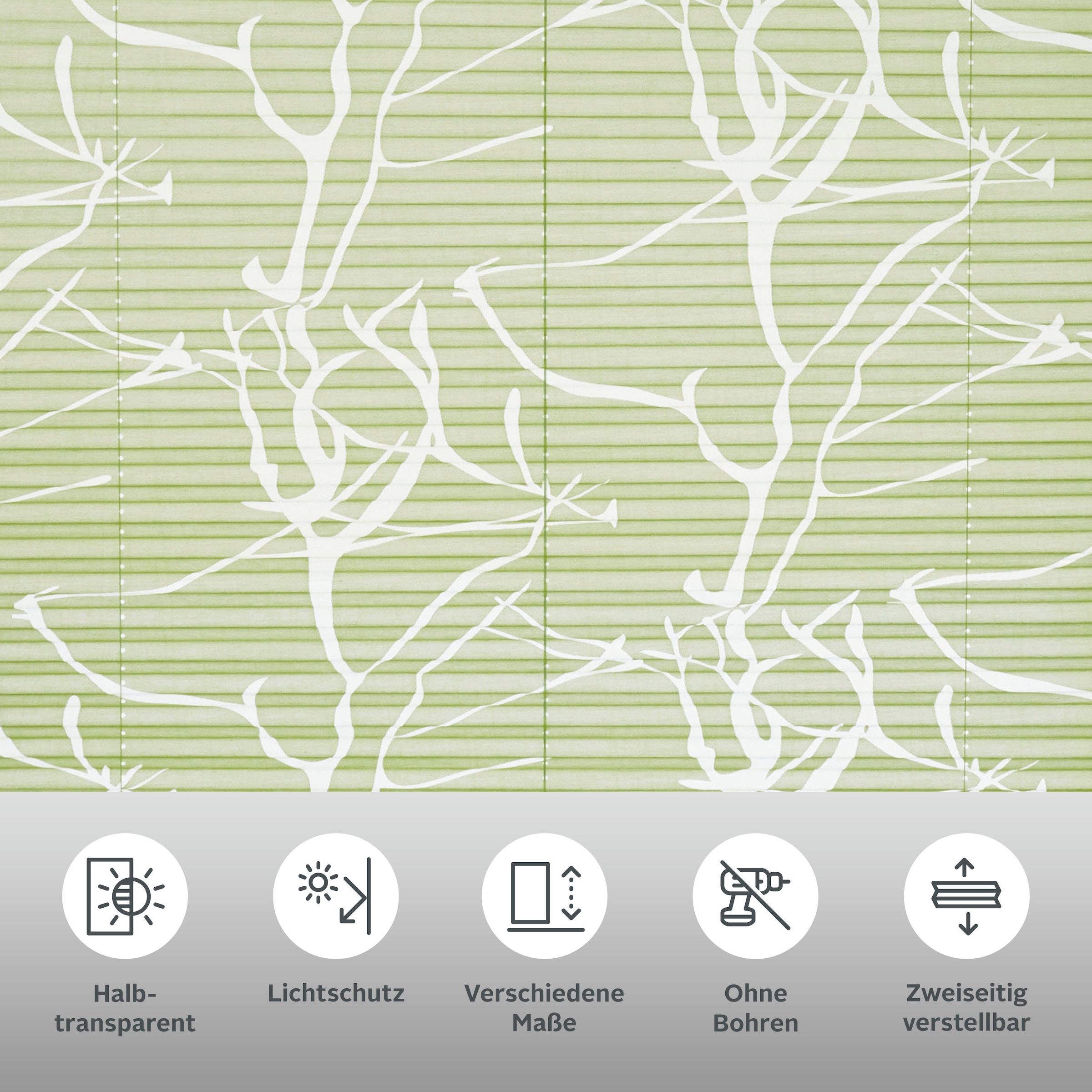 my home Plissee »Anna« Lichtschutz ohne Bohren verspannt Ästemotiv, Bestseller mit über 500 4,5-Sterne-Bewertungen, Klemmträger