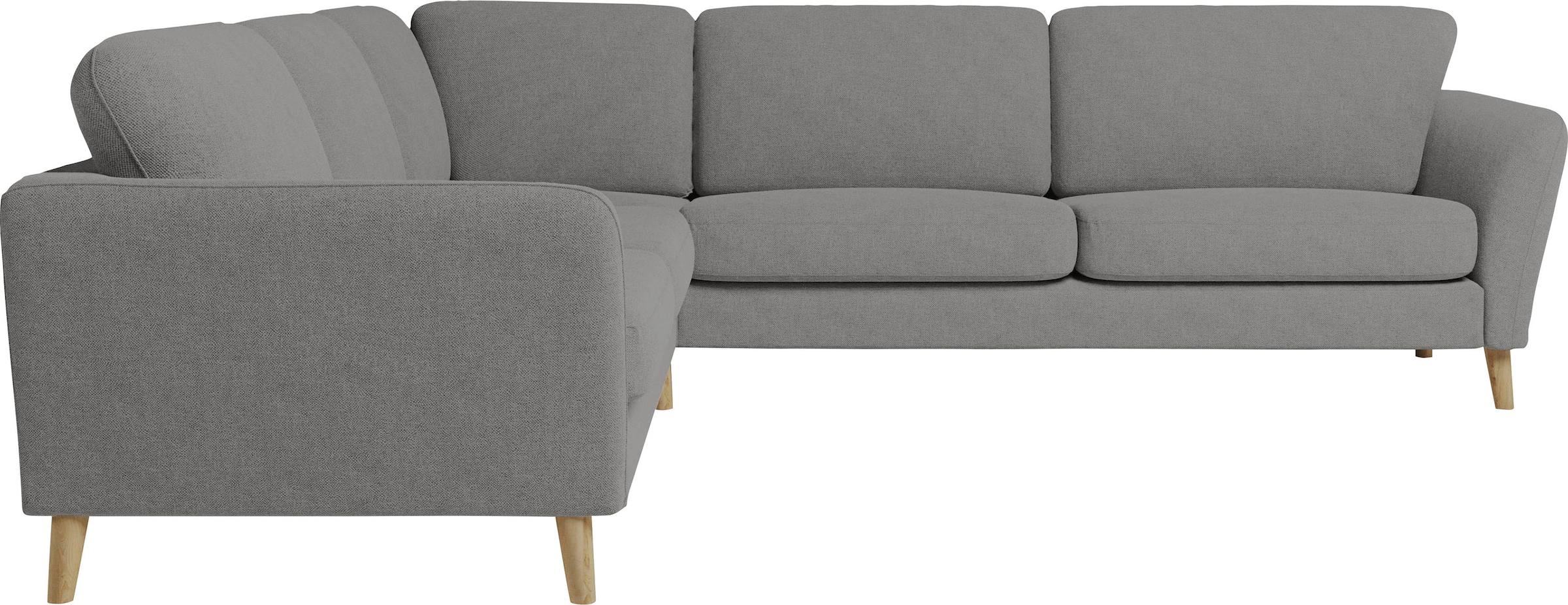 Home affaire Ecksofa »MARSEILLE 278/278 cm, L-Form, Webstoff, Flachgewebe, Filzoptik«, gleichschenklig, Massivholzbeine, Landhausstil, Wellenunterfederung
