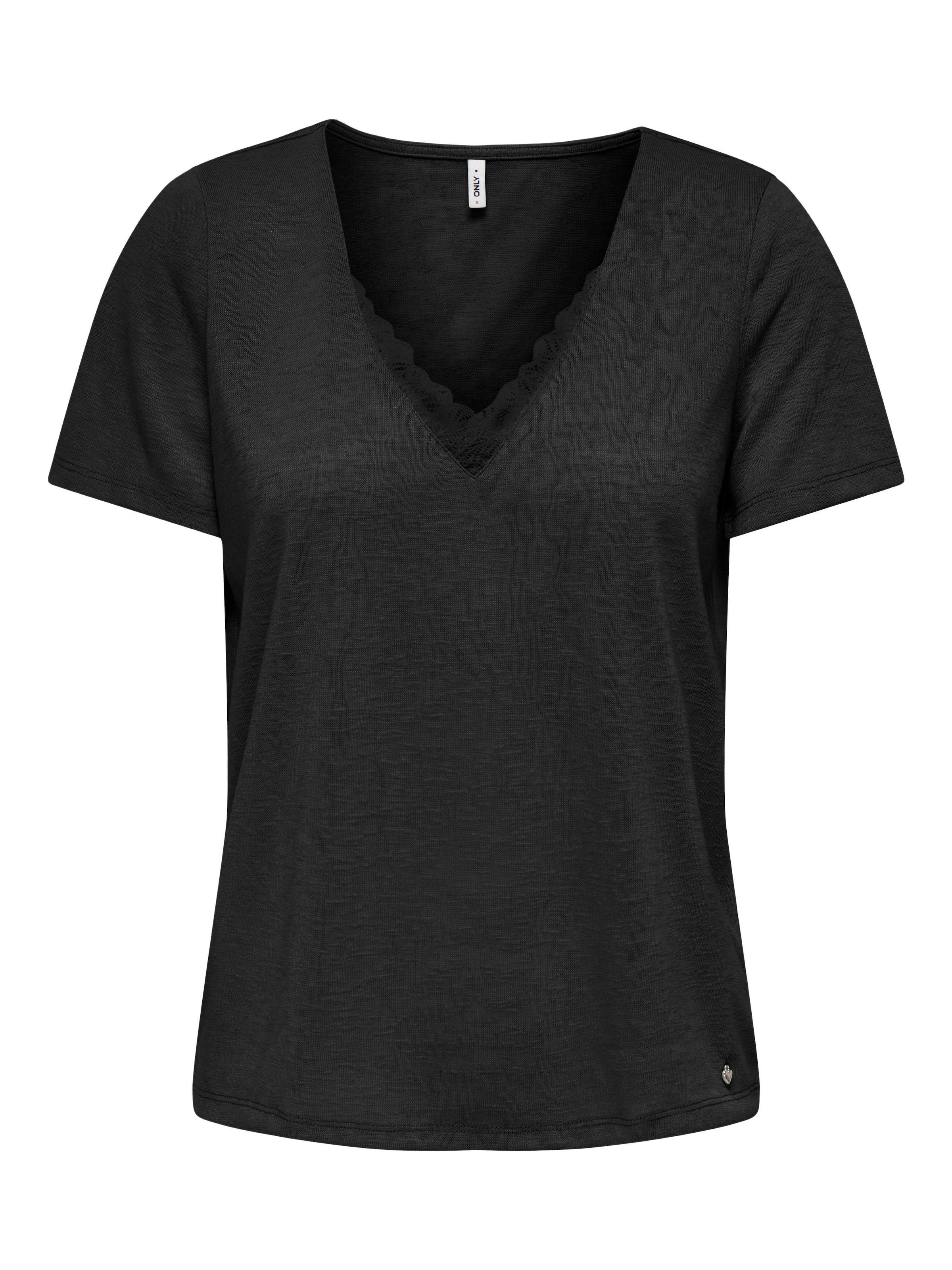 ONLY V-Shirt »ONLZOLA LIFE S/S V-NECK LACE TOP JRS«