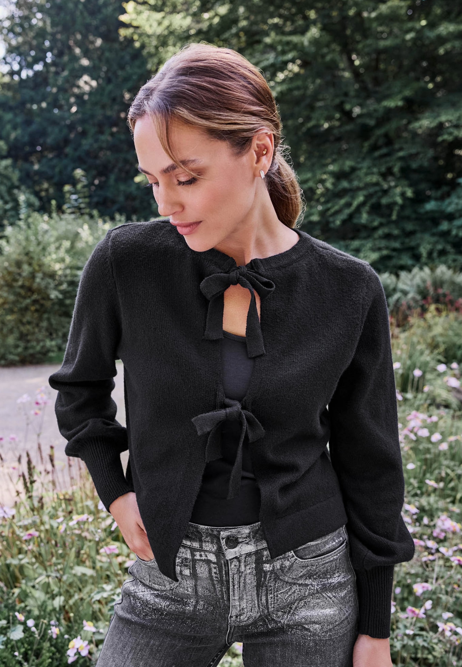 Zero Rundhalspullover »Pullover mit Schleifen«
