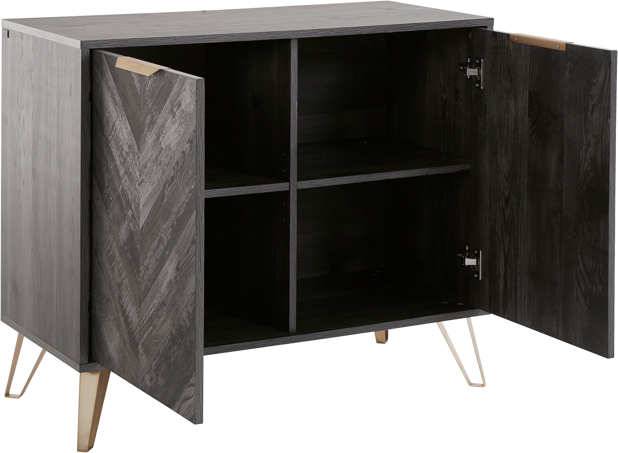 Leonique Sideboard »Nanterie«, aus edler Holzoptik, mit exklusivem Fischgrätenmuster, Breite 90 cm